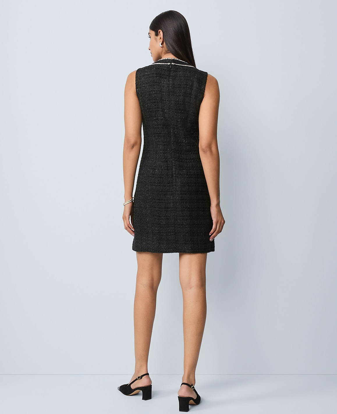 Tweed Button Shift Dress