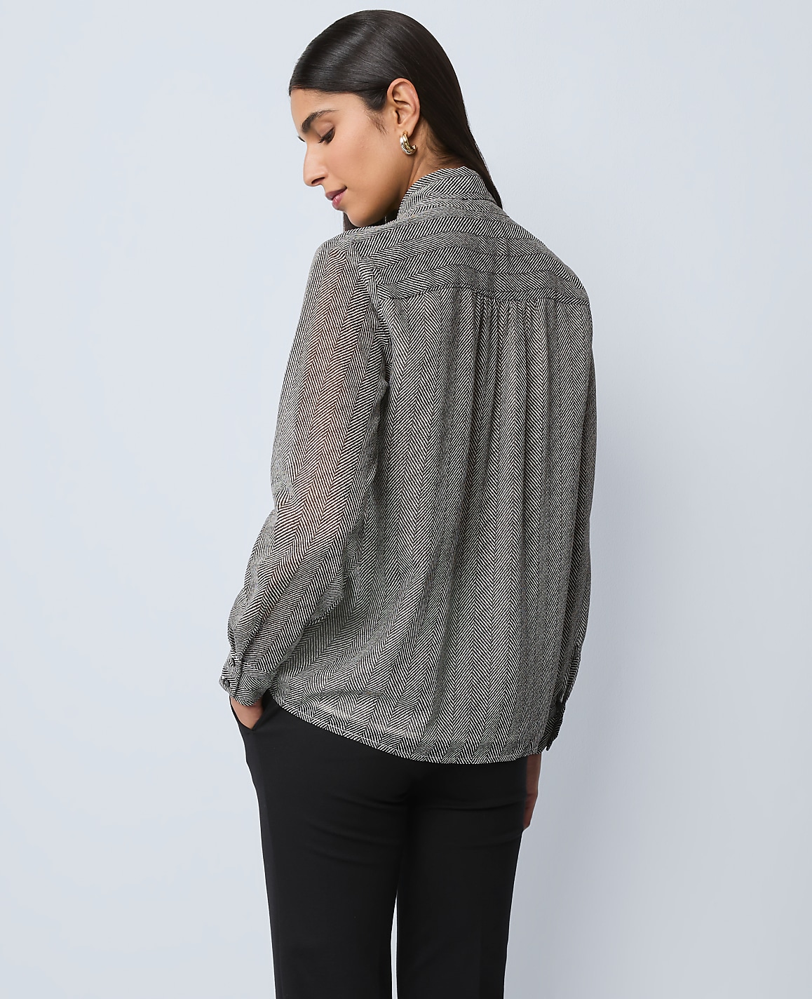 Herringbone Bow Blouse