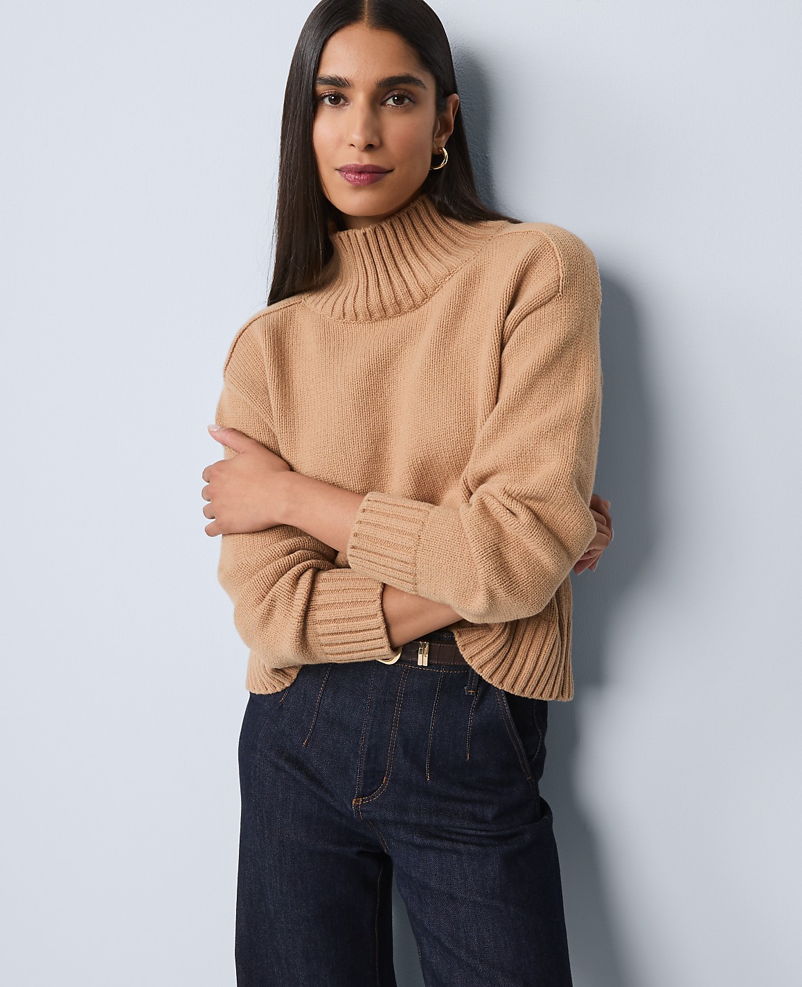Ribbed Mock Neck Sweater
