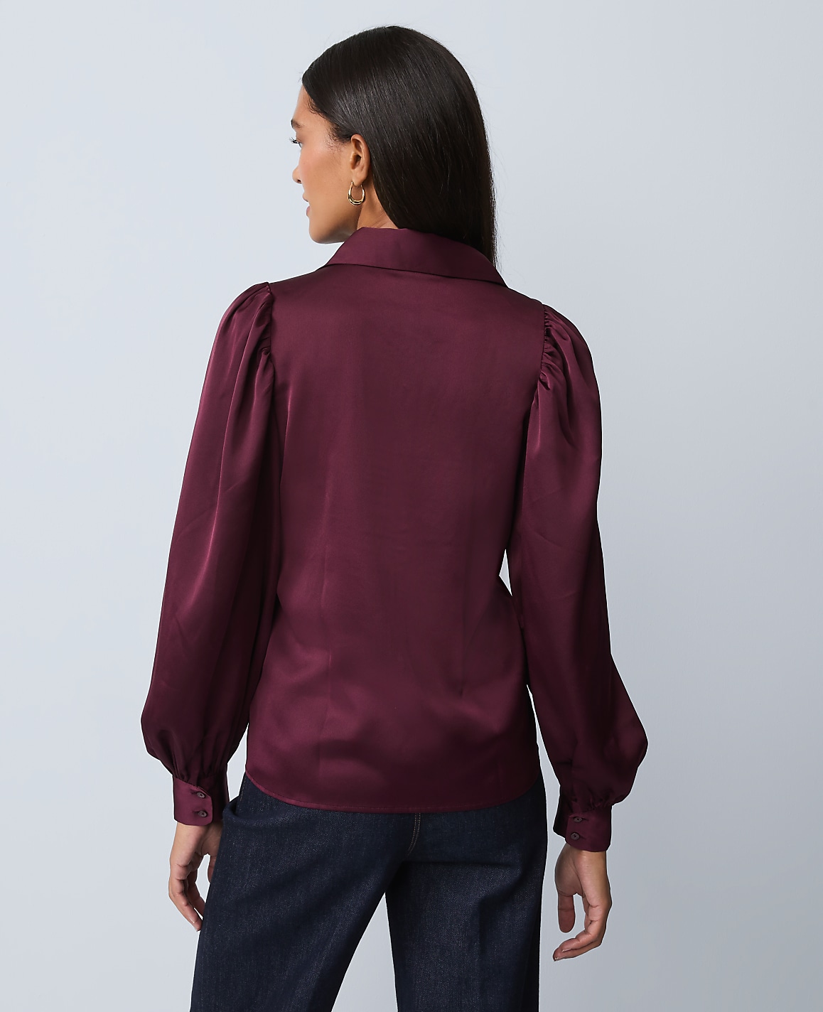 Petite Satin Blouson Sleeve Blouse
