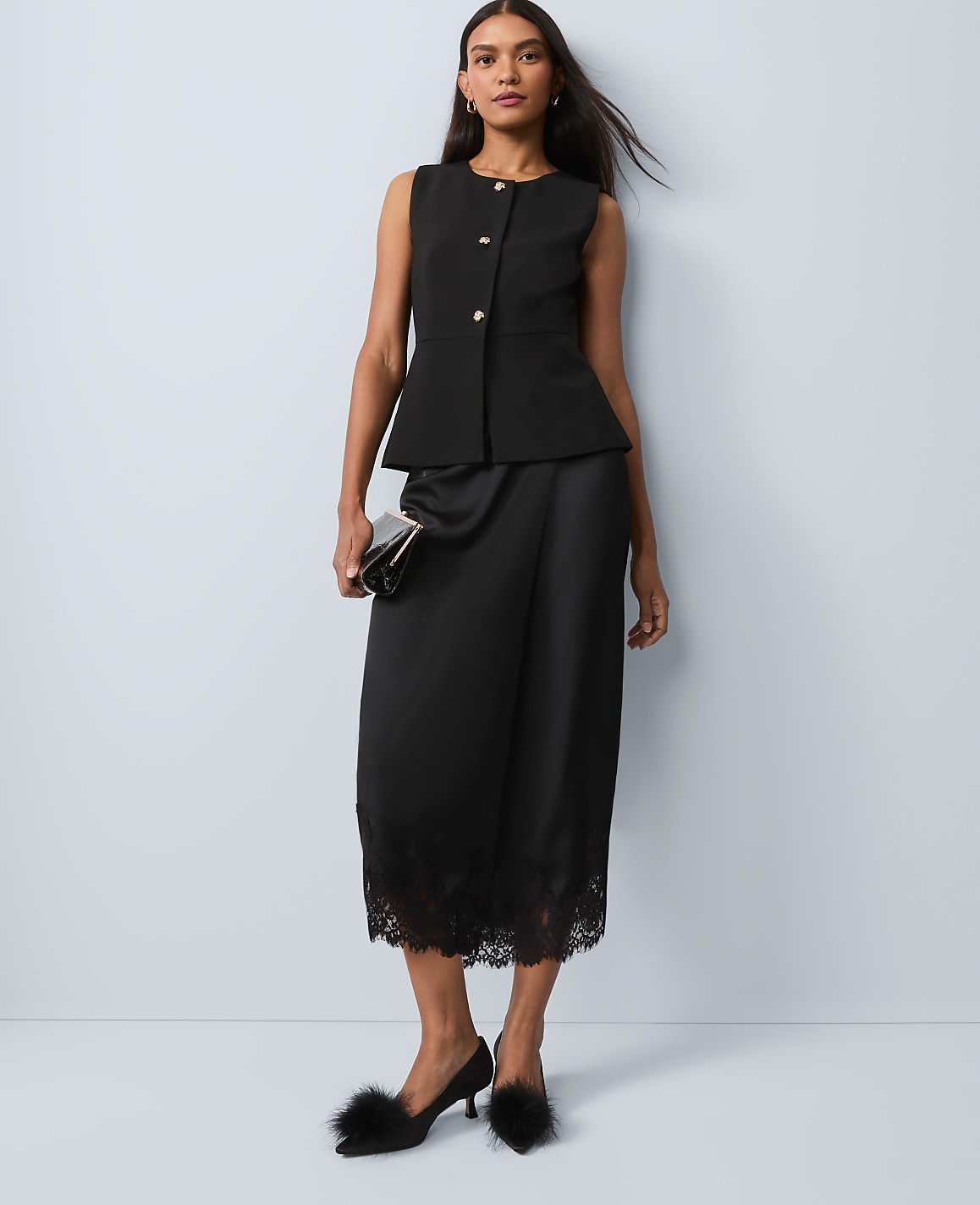 Crew Neck Peplum Vest