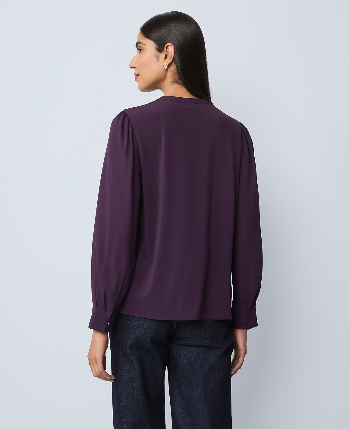 Petite Mixed Media Pintuck Top