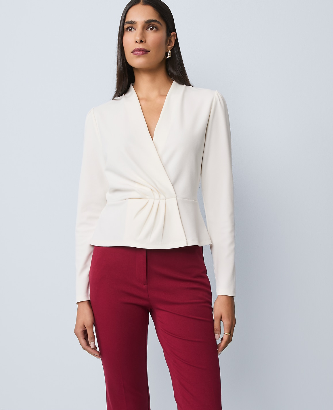 Pleat Waist Wrap Top