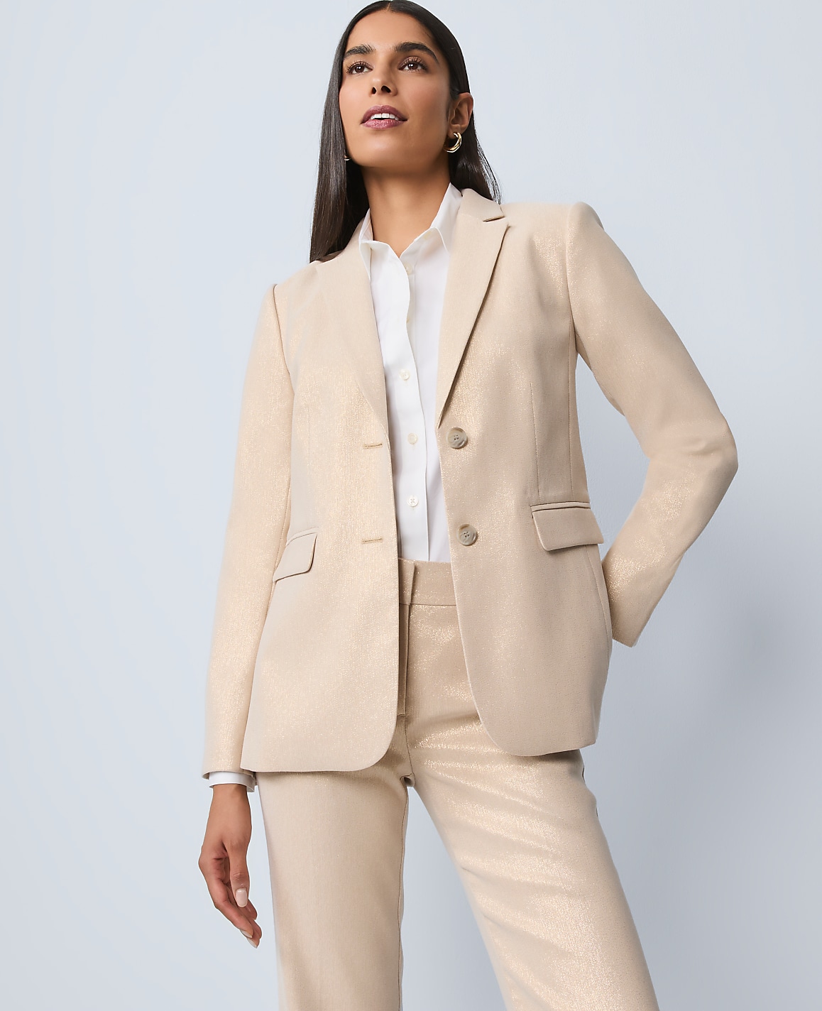 The Petite Greenwich Blazer in Metallic Jacquard