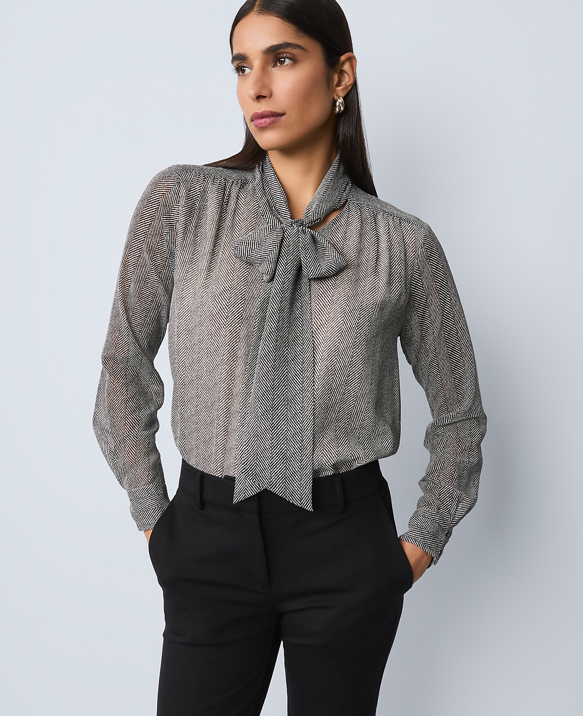 Herringbone Bow Blouse
