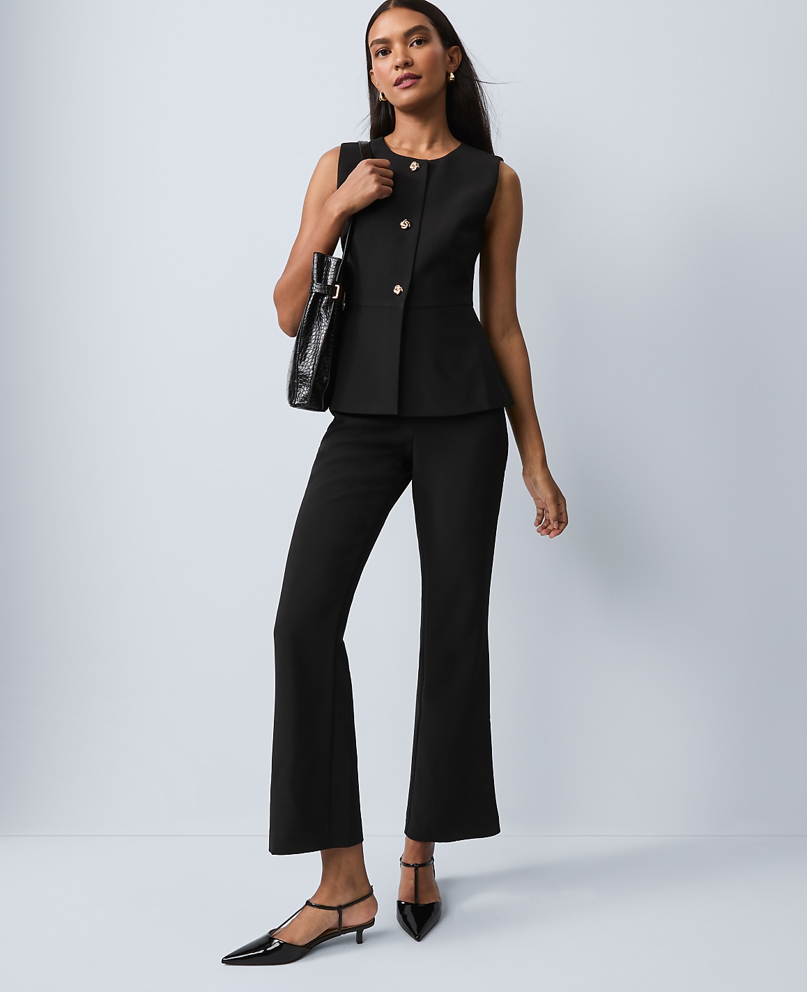 Petite Crew Neck Peplum Vest