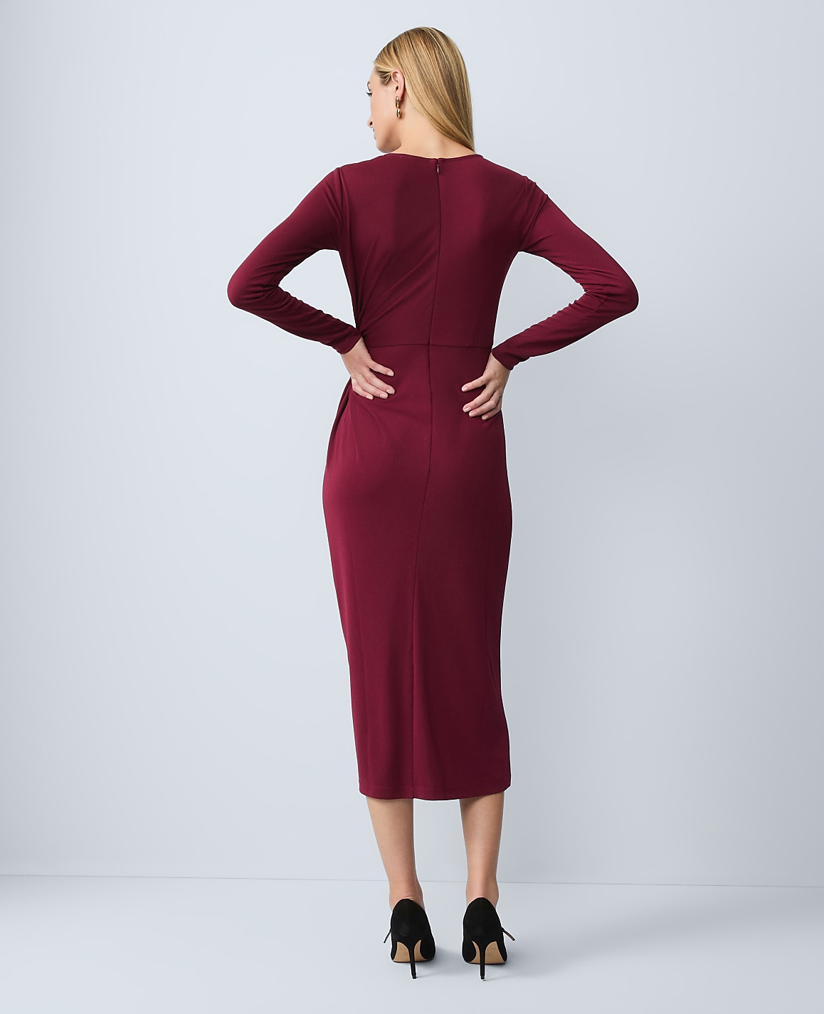 Petite Crew Neck Twist Sheath Dress