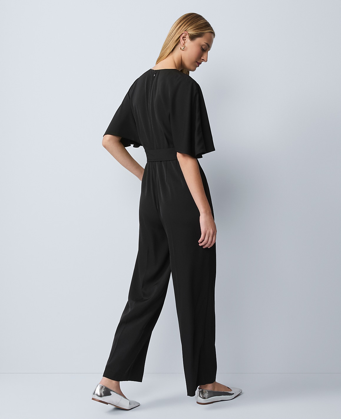 Petite Belted Wide Leg Jumpsuit