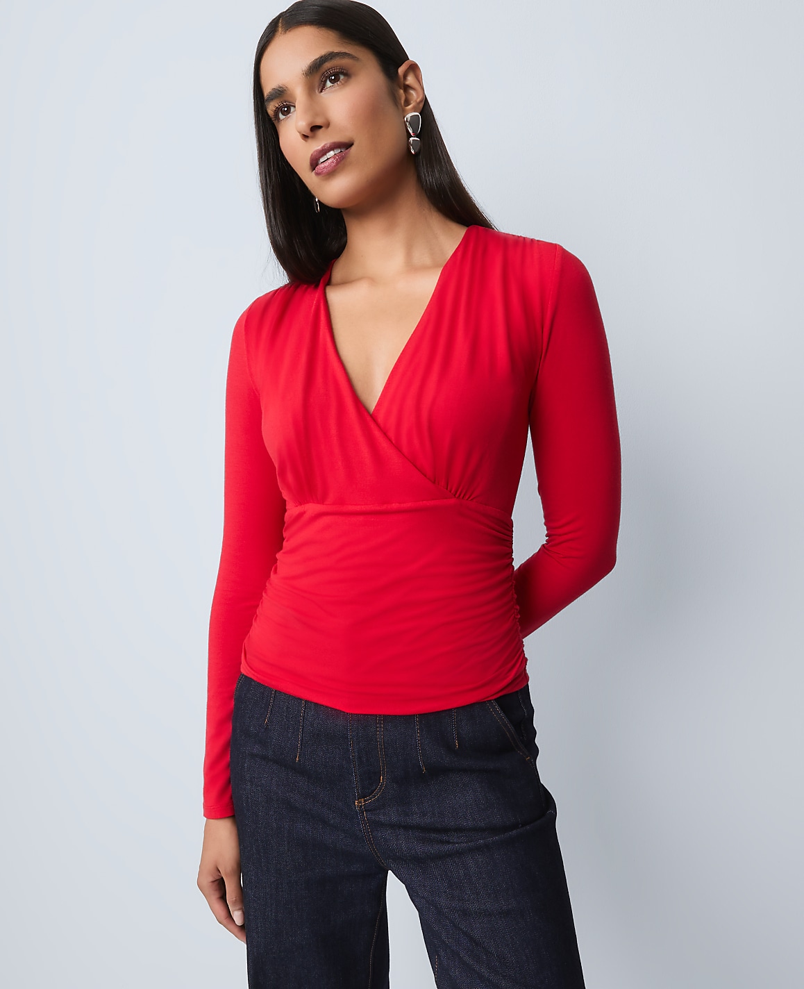 Gathered V-Neck Top