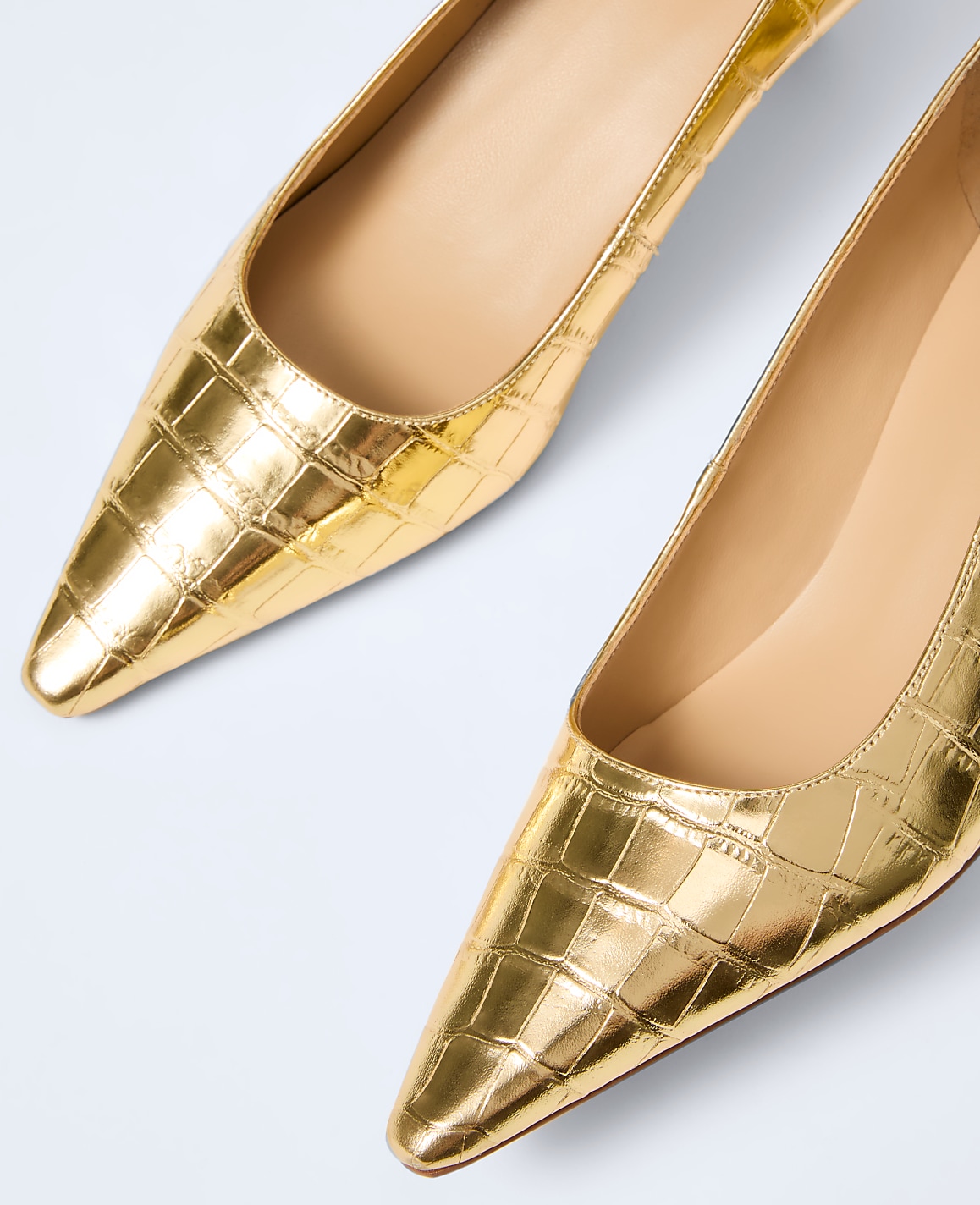 Metallic Croco Kitten Heel Pump