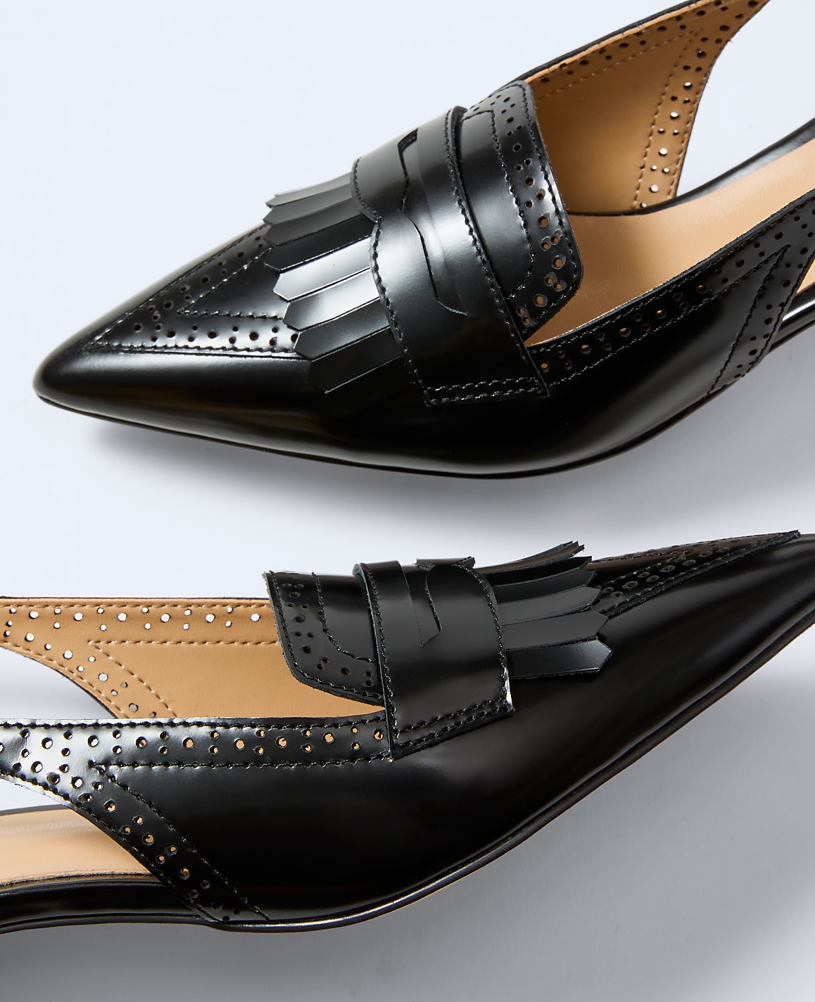 Leather Kiltie Slingback Pump