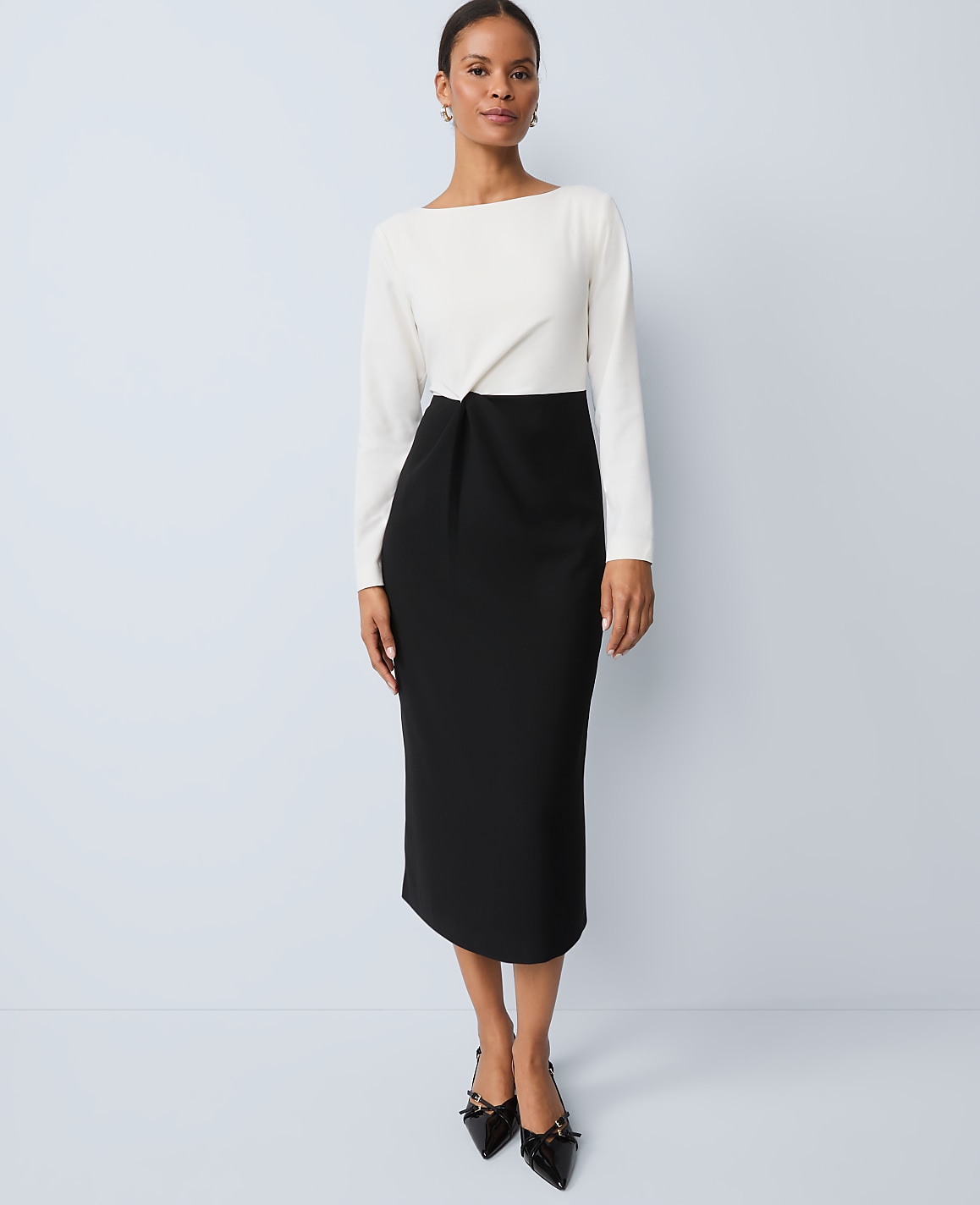 Petite Colorblock Twist Midi Dress