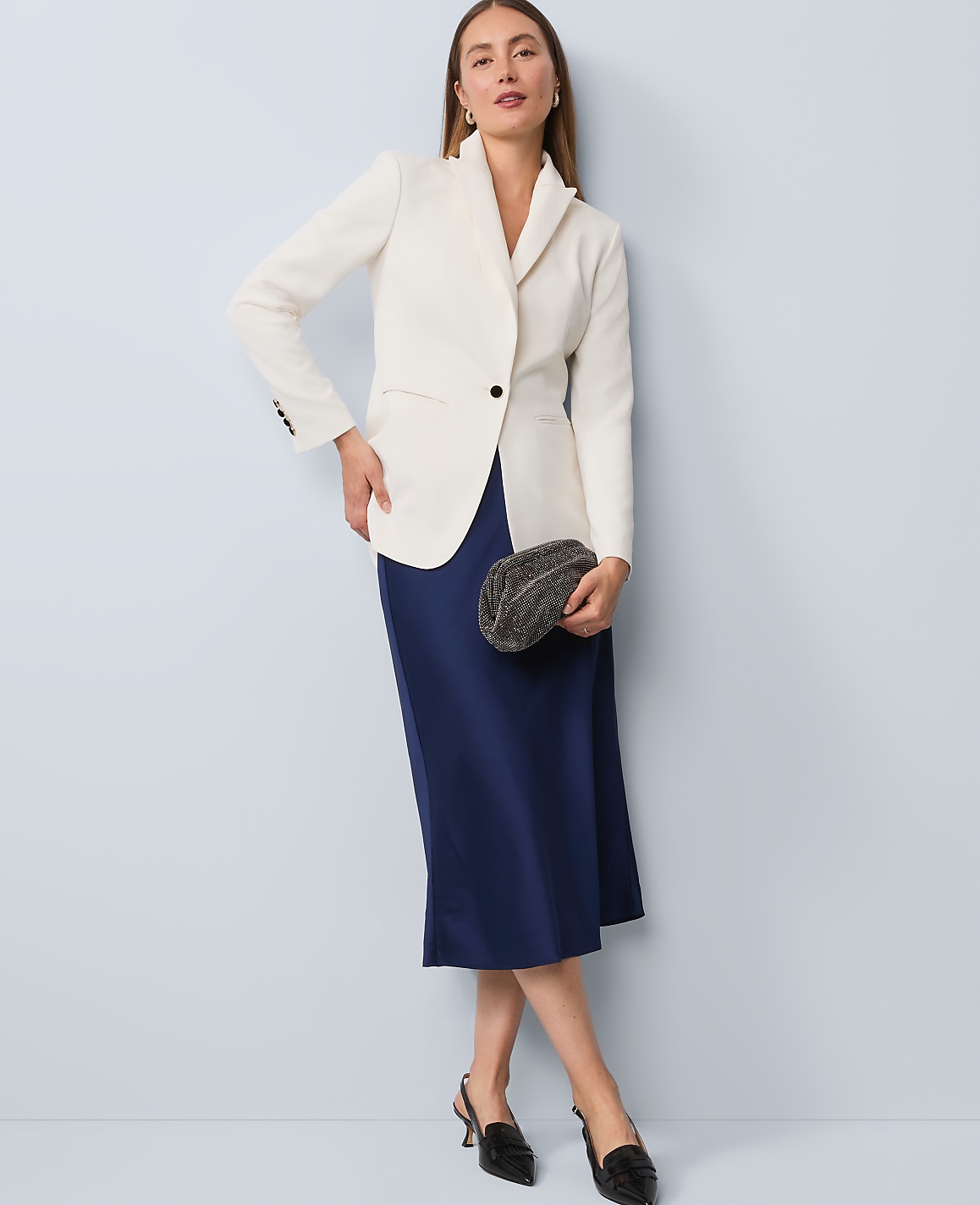 Petite Satin Bias Midi Slip Skirt