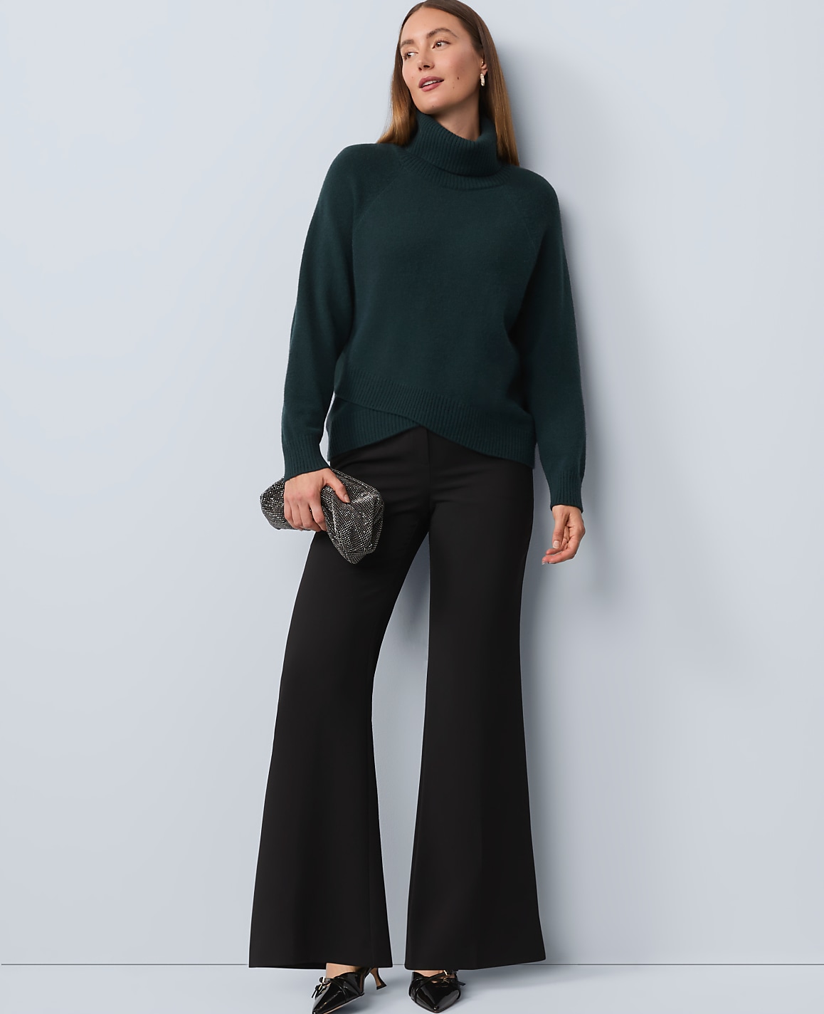 Crossover Turtleneck Sweater