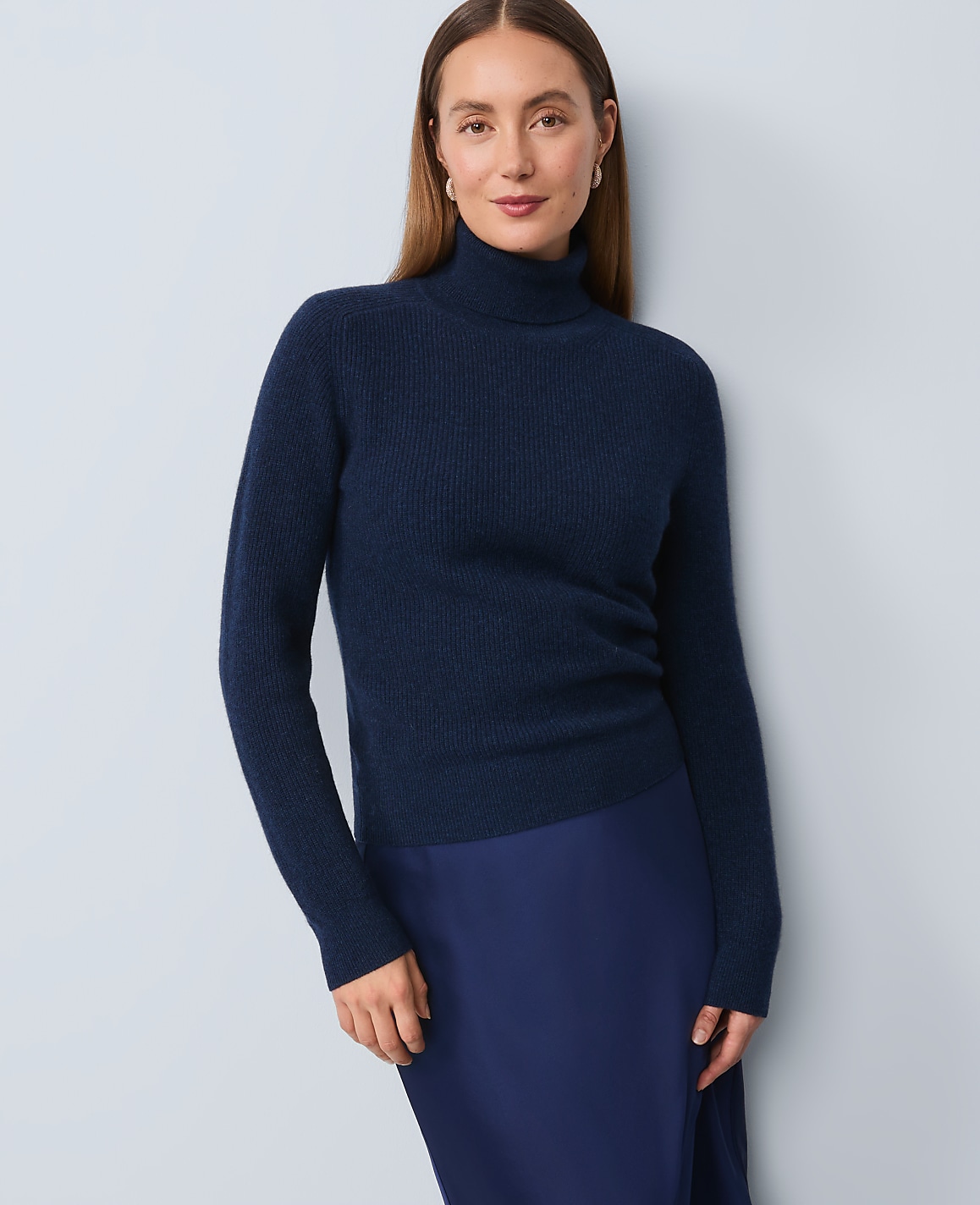 Studio Collection Cashmere Ribbed Turtleneck Sweater