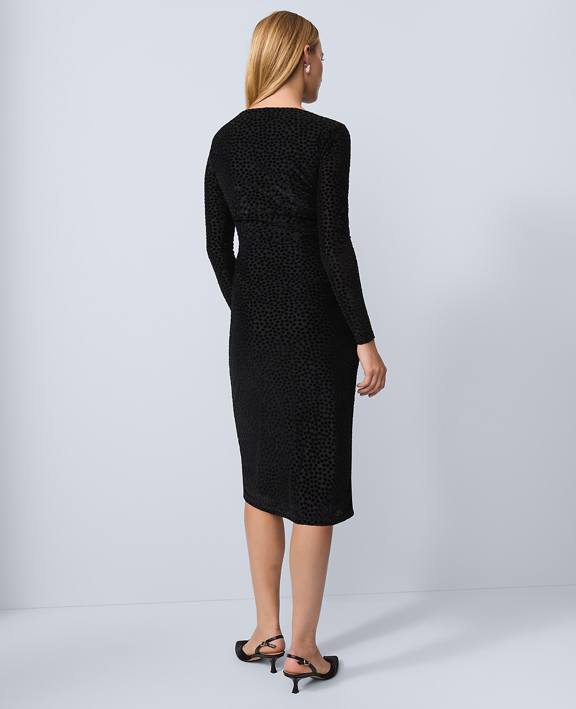 Petite Velvet Dot Midi Dress