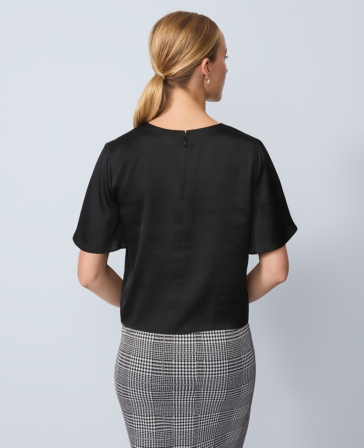 Satin Flutter Sleeve Top