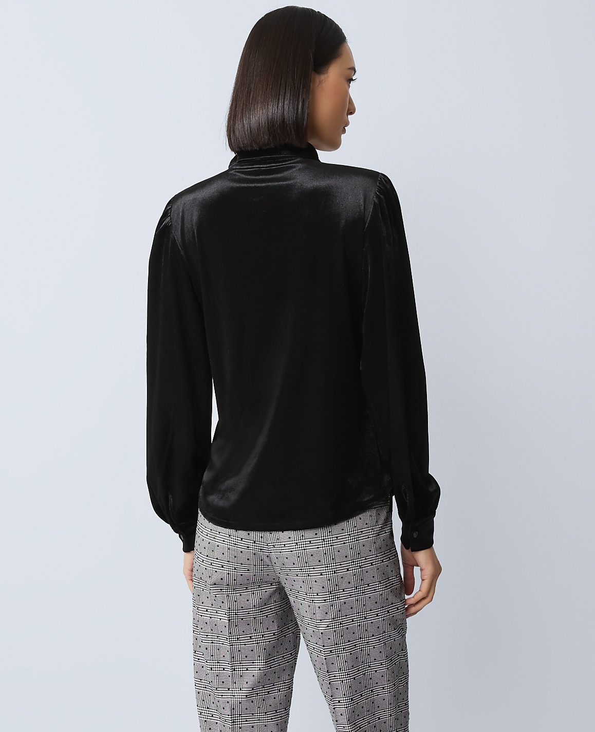 Petite Velvet Button Down Shirt
