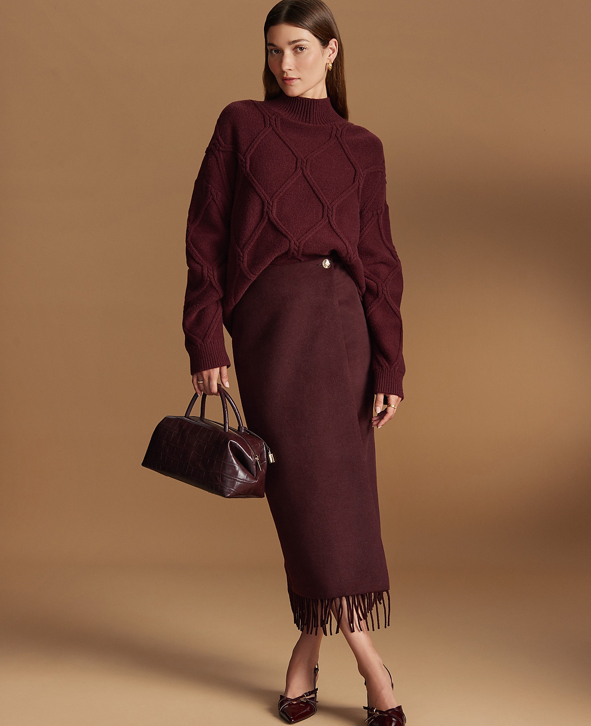 Fringe Midi Wrap Skirt