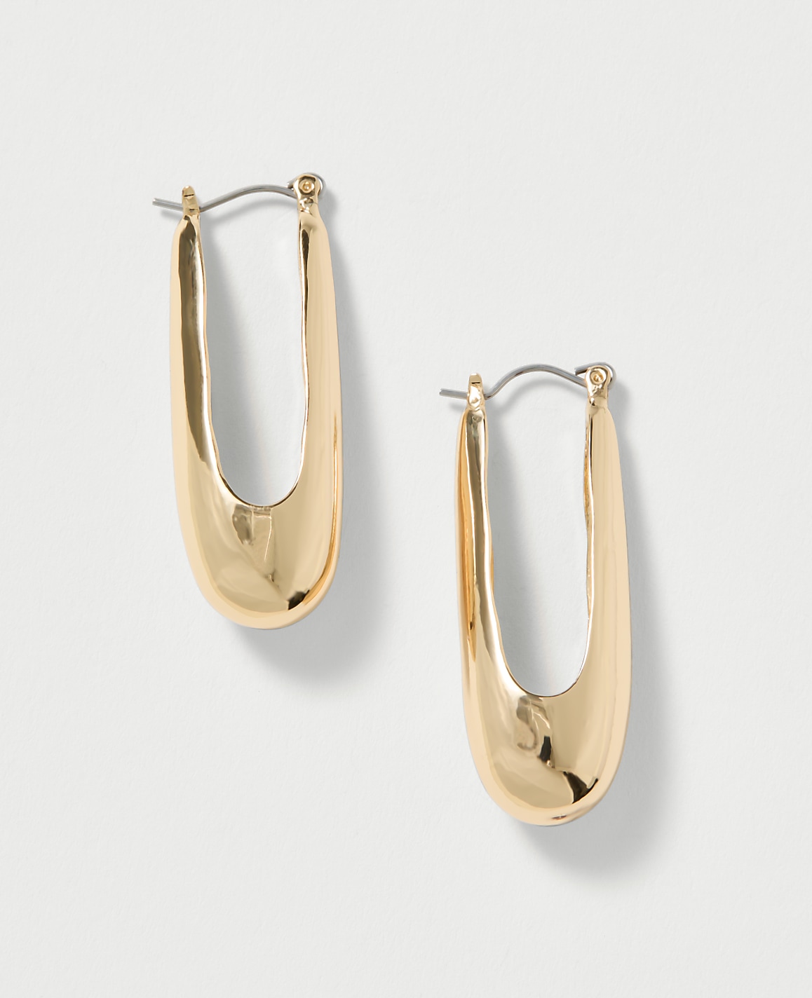 Elongated Metal Hoop Earrings