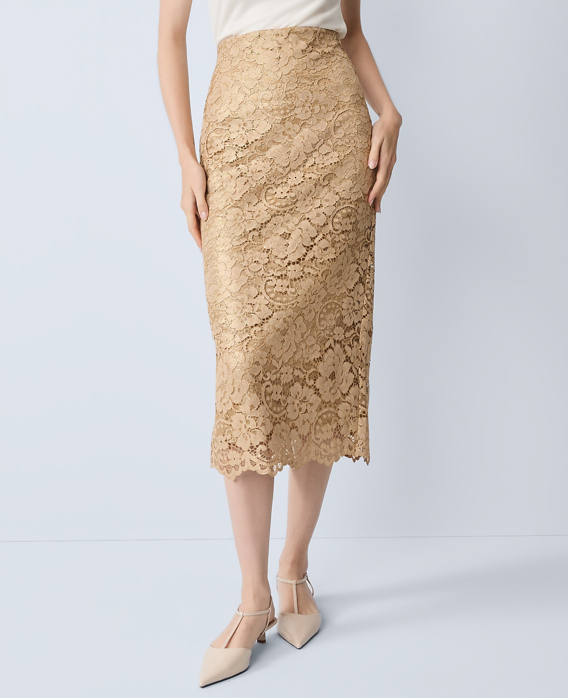 Lace Column Midi Skirt