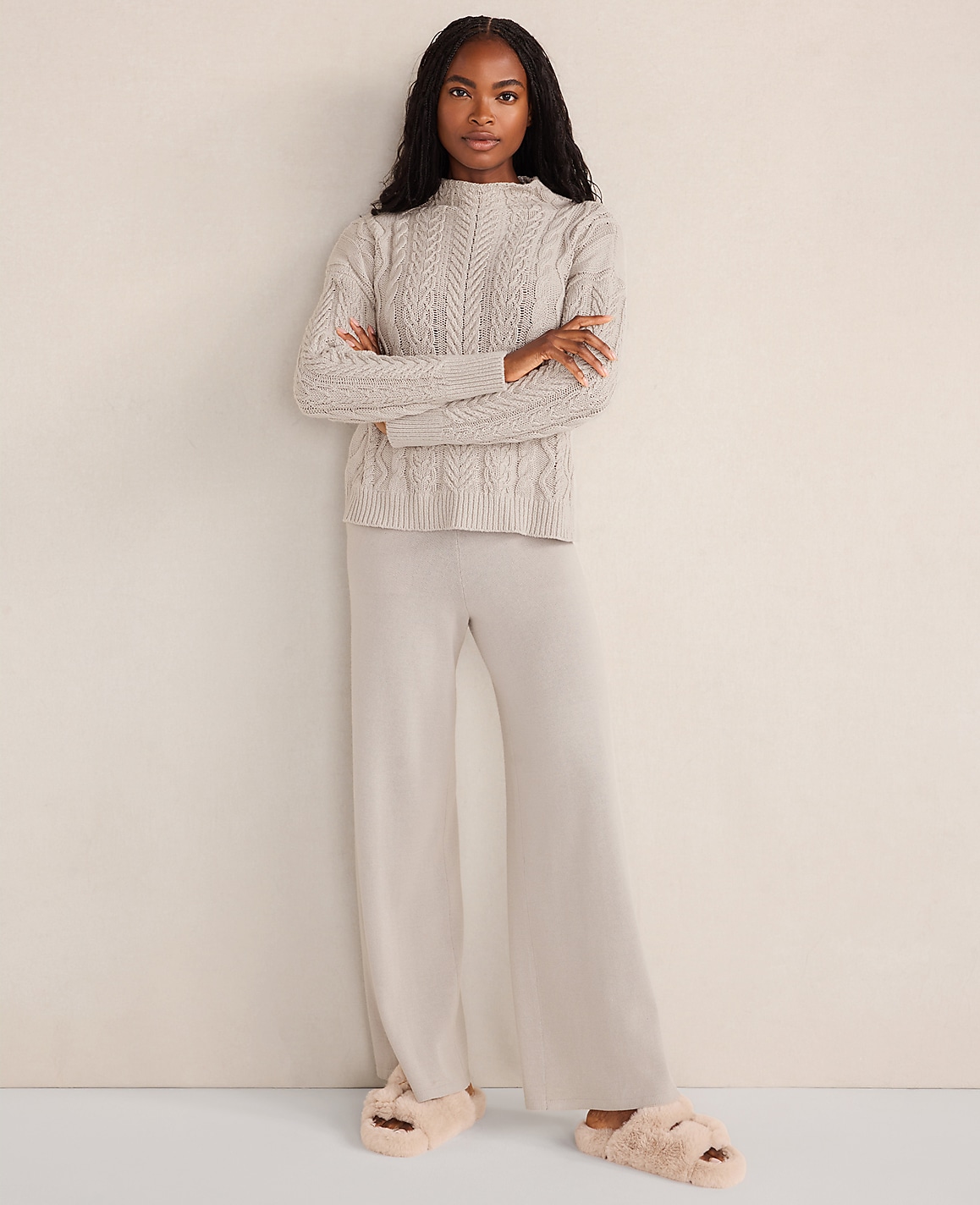 Haven Well Within Organic Cotton Cable Mock Neck Sweater