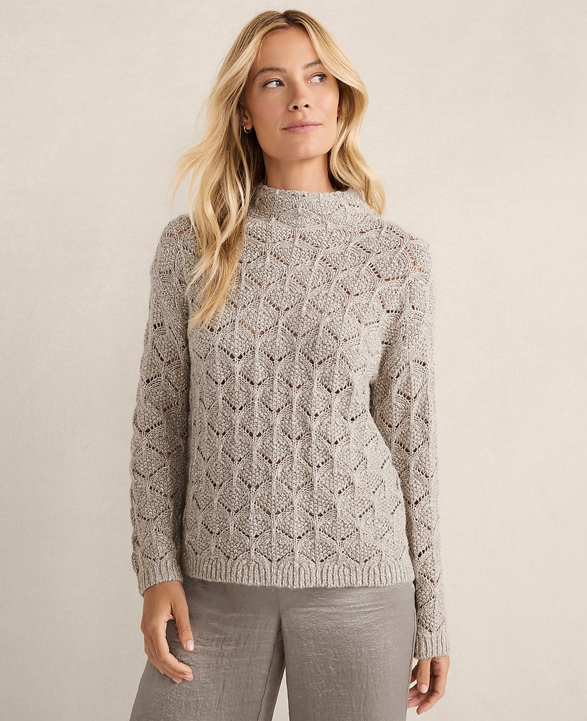 Haven Well Within Lurex Blend Pointelle Crewneck Sweater