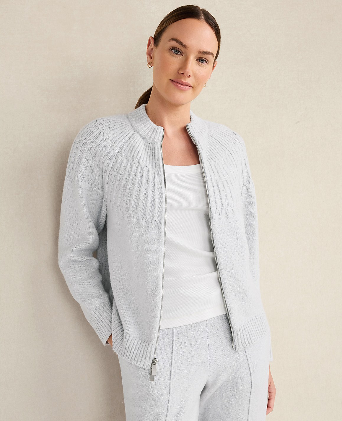 Haven Well Within Organic Cotton Blend Fair Isle Stitch Bomber