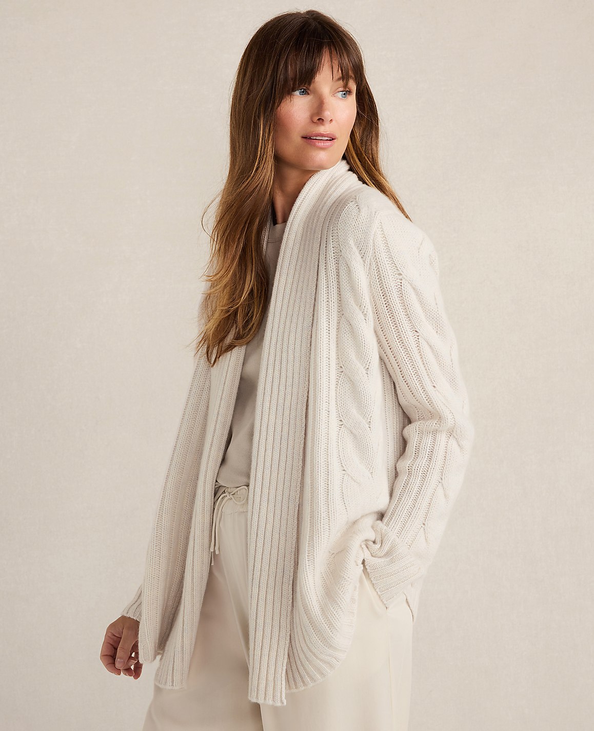 Haven Well Within Cashmere Cable Open Front Cardigan