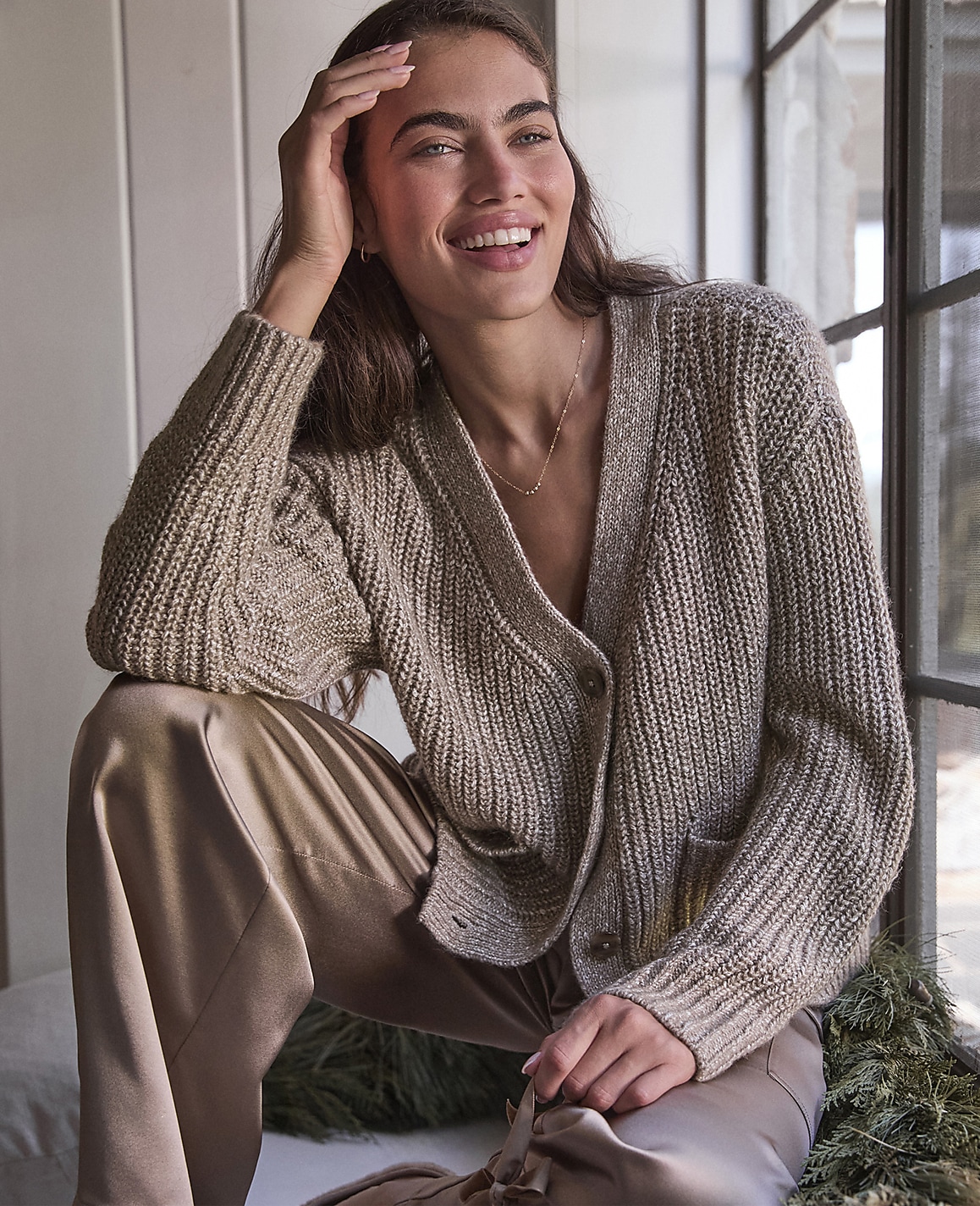 Haven Well Within Lurex Blend Shaker Stitch Cardigan