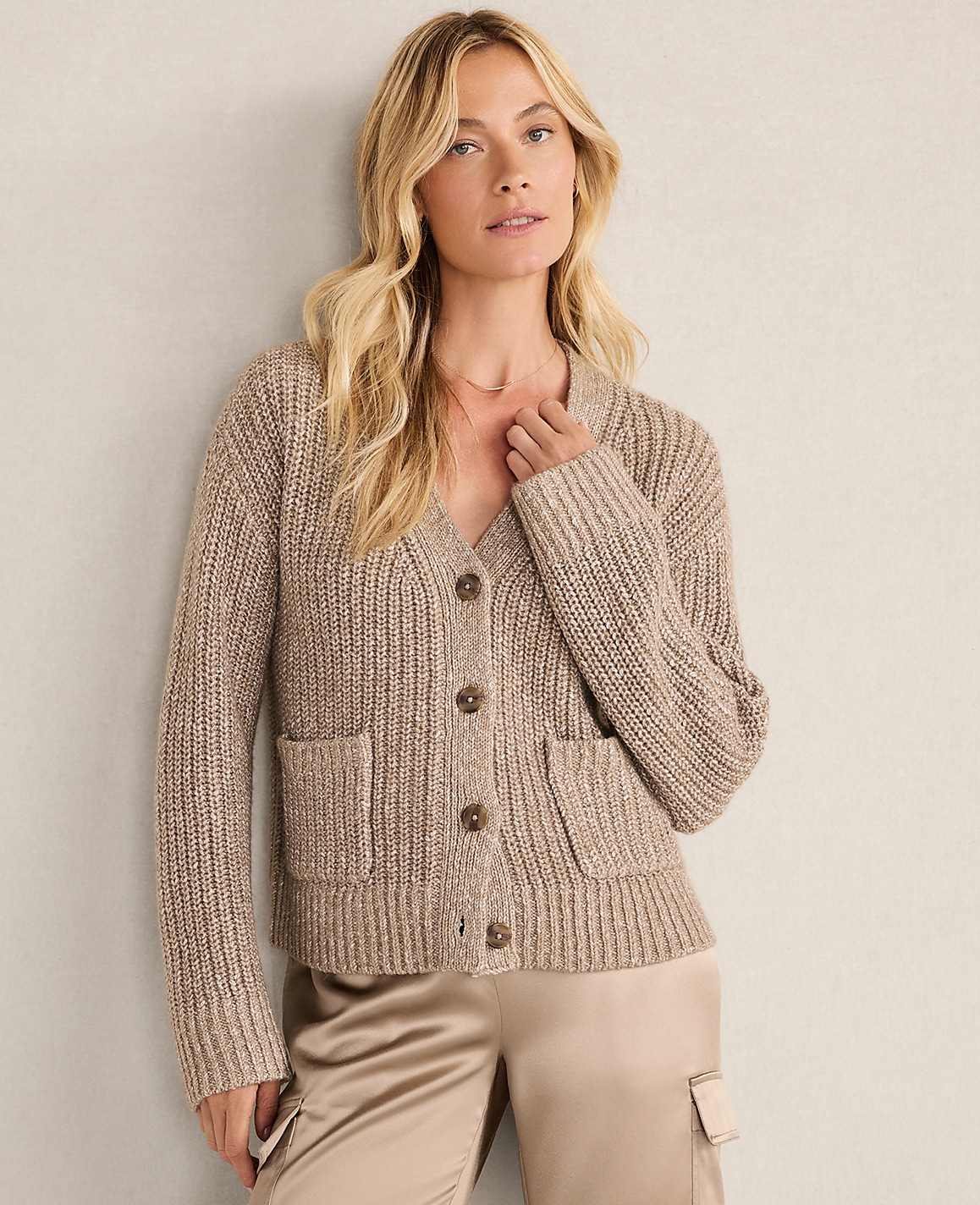 Haven Well Within Lurex Blend Shaker Stitch Cardigan