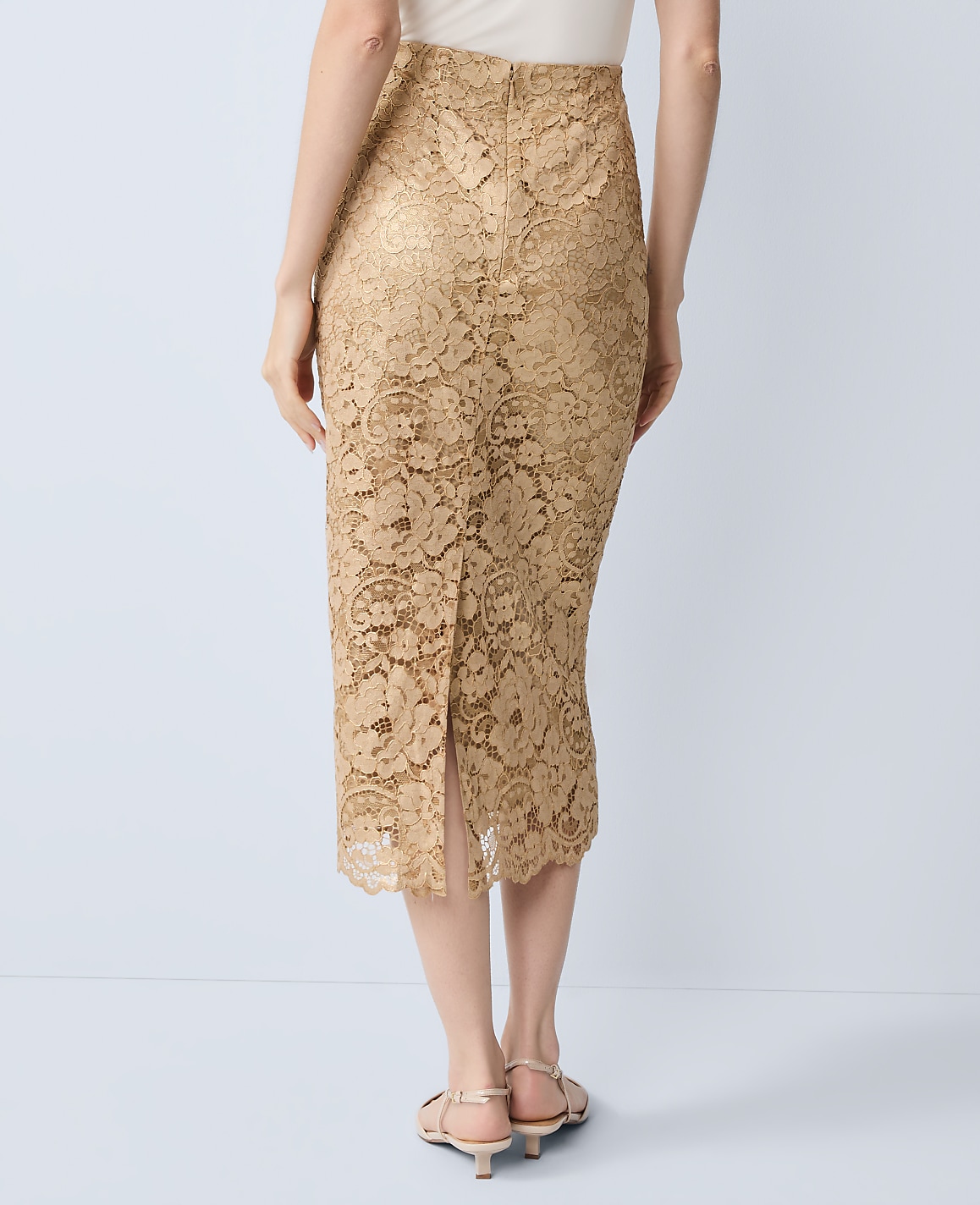 Lace Column Midi Skirt