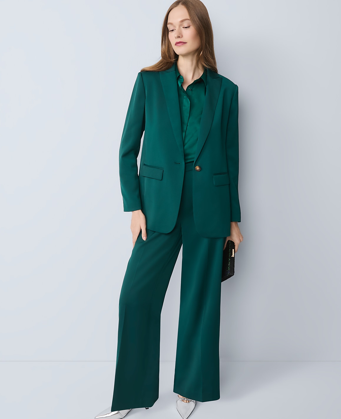 The Side Zip Pant in Satin