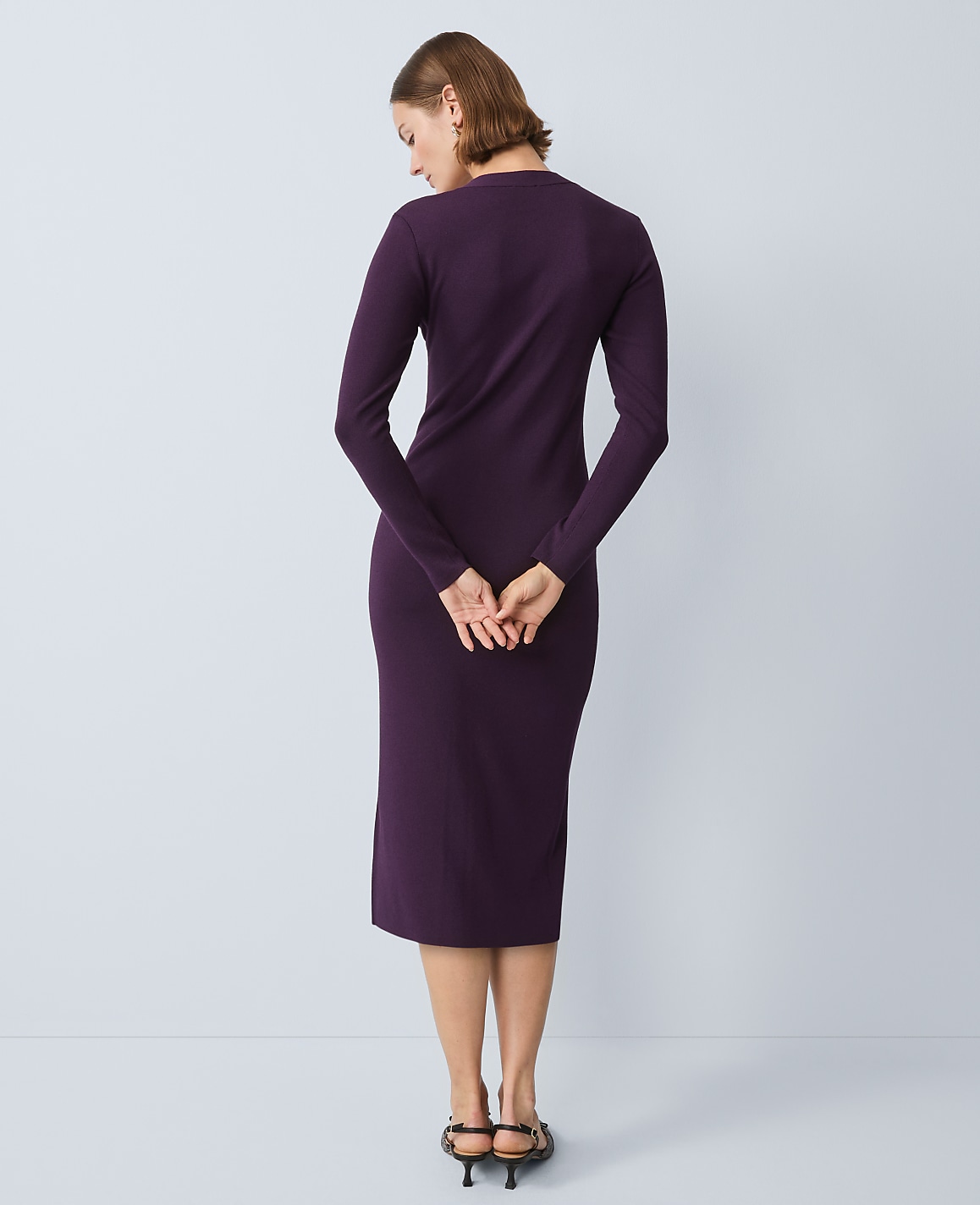 Crew Neck Button Sweater Dress