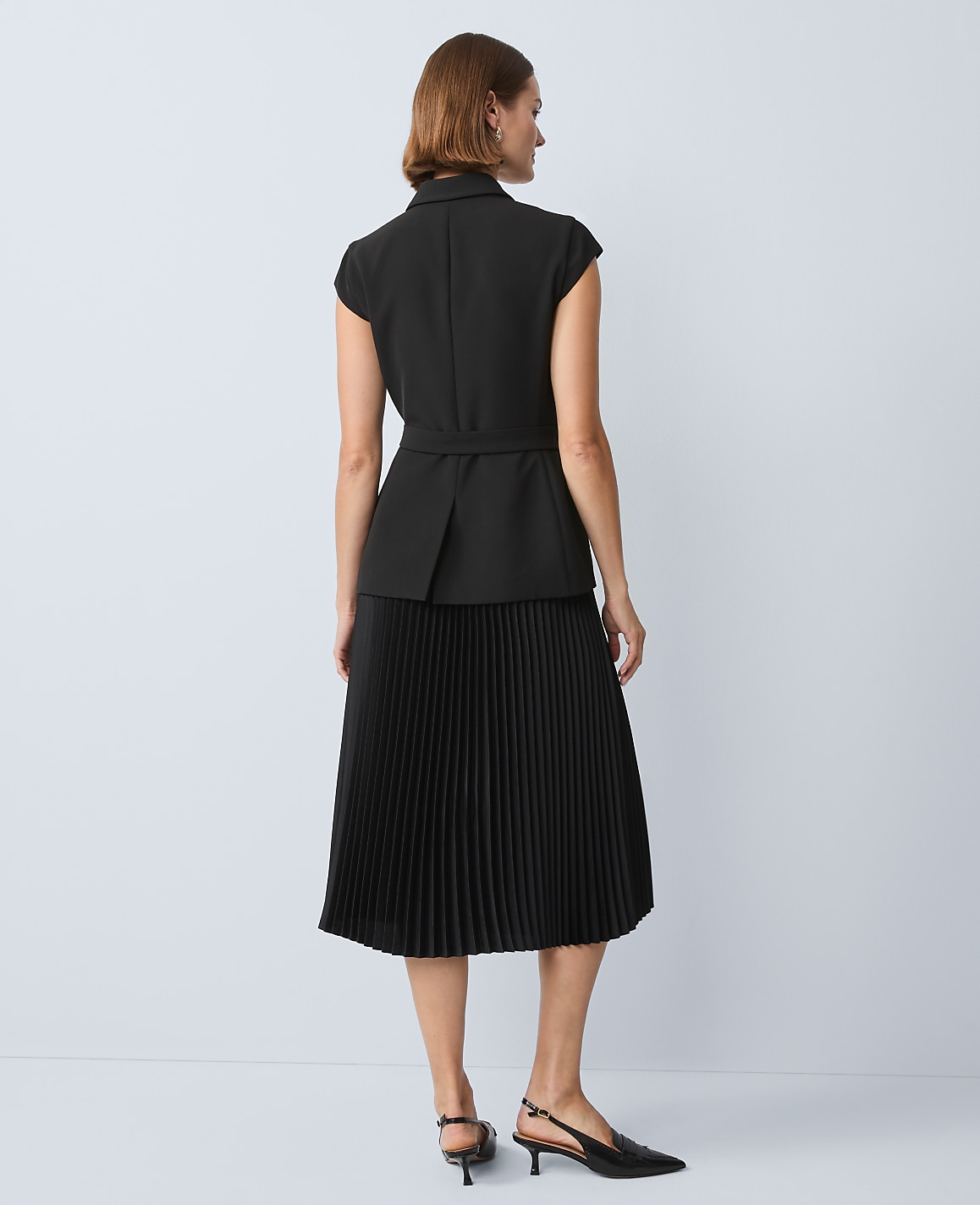 Crepe Blazer Wrap Midi Dress