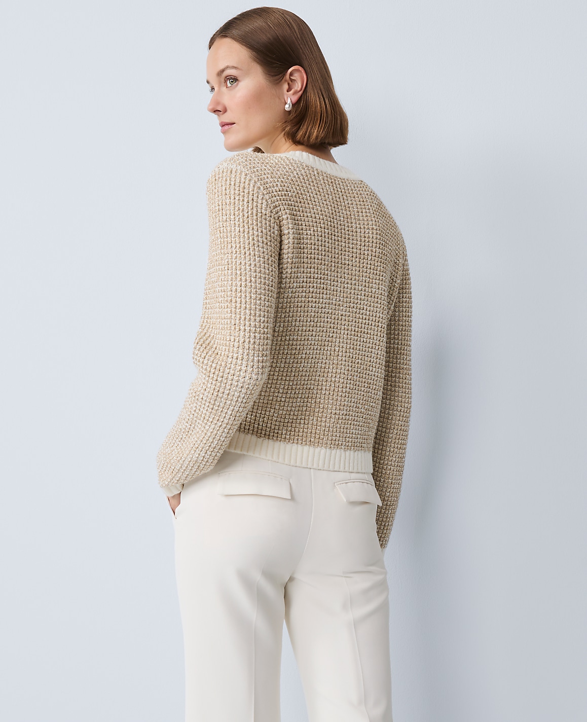 Petite Metallic Waffle Knit Sweater Jacket