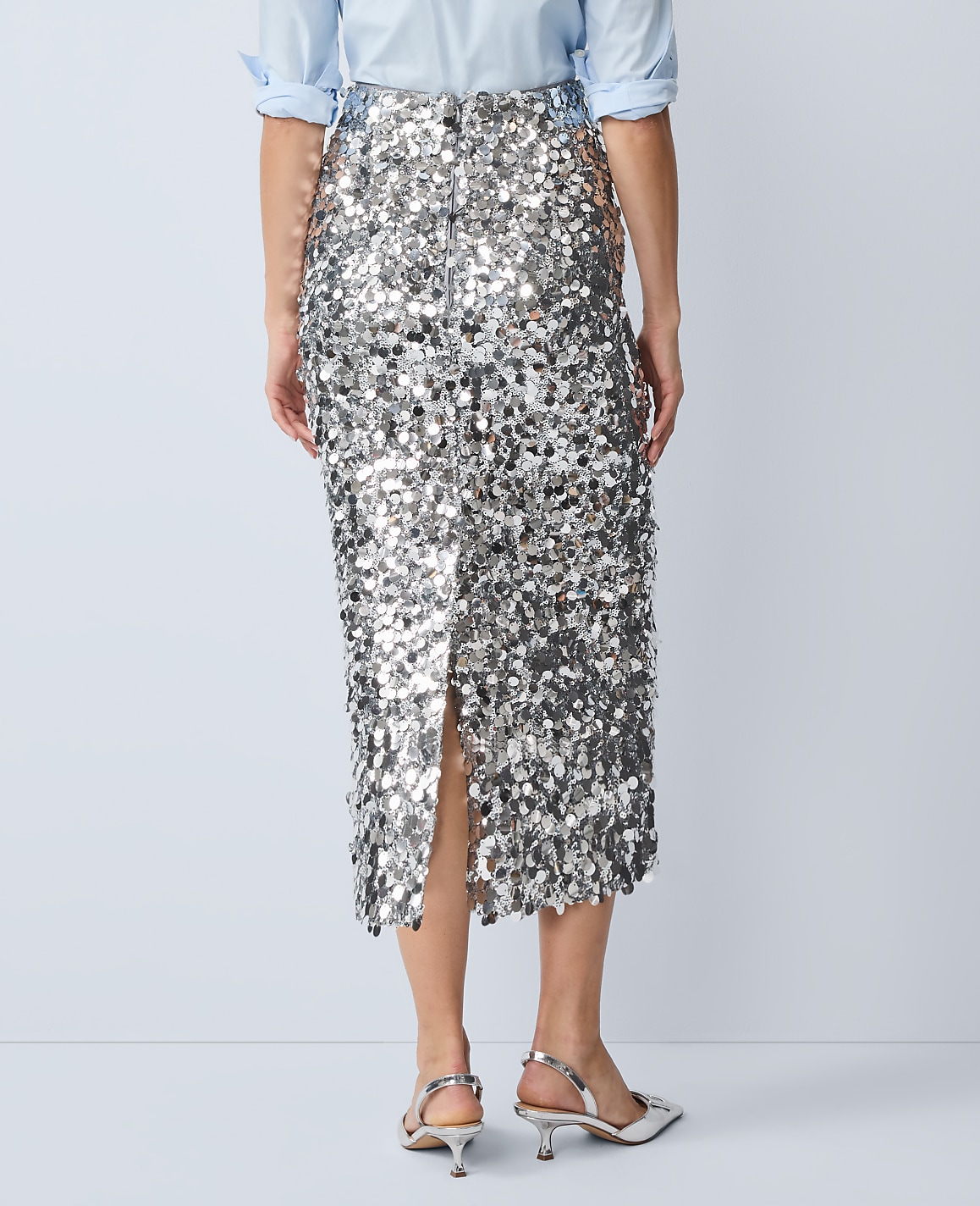 Petite Sequin Column Midi Skirt