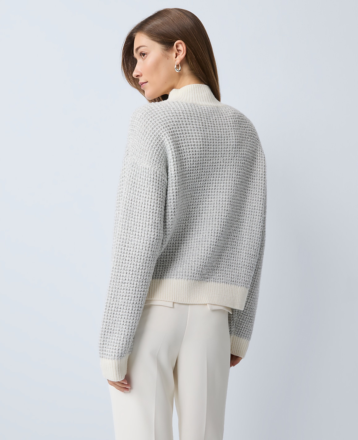 Metallic Waffle Knit Sweater