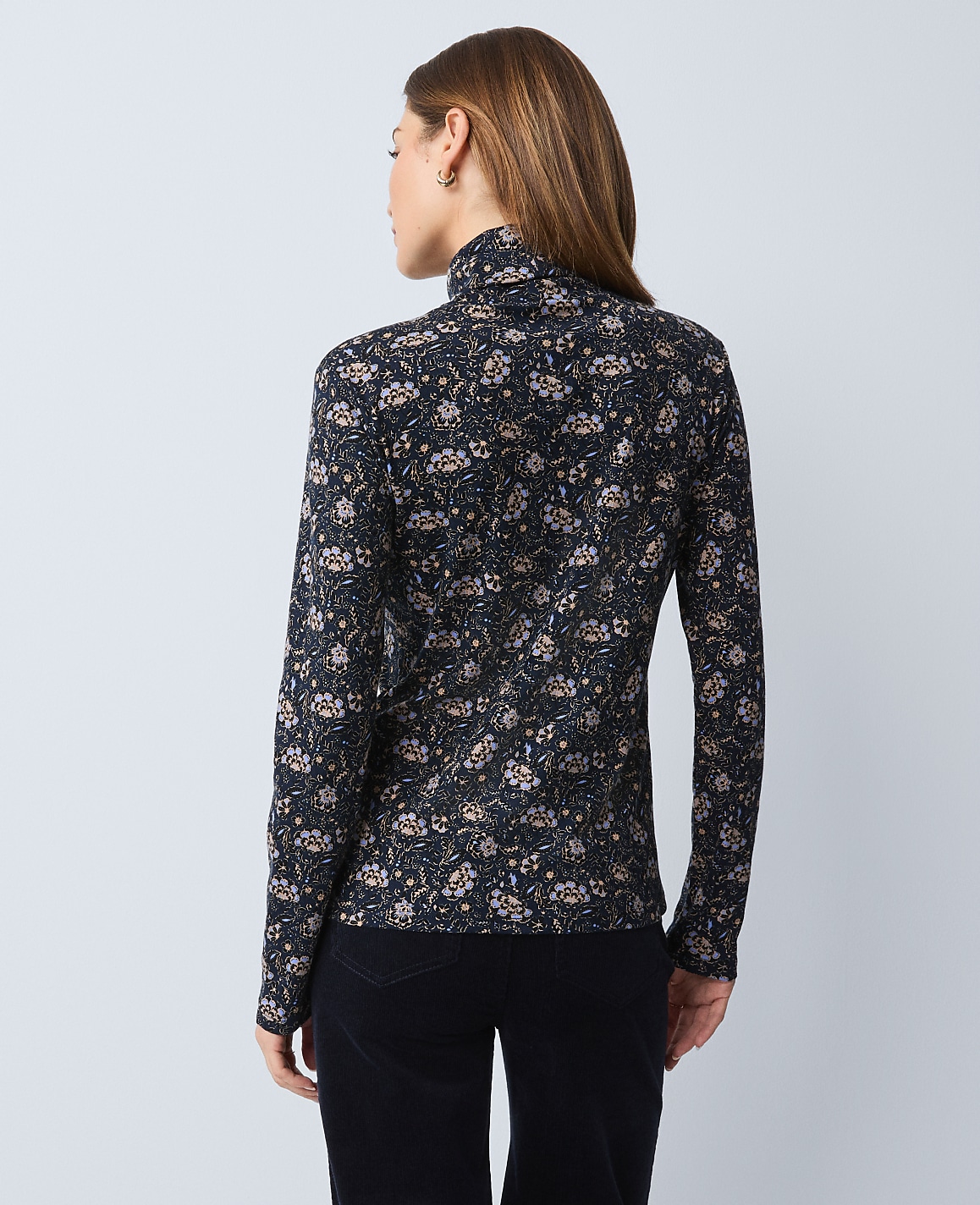 Petite Weekend Floral Turtleneck Top