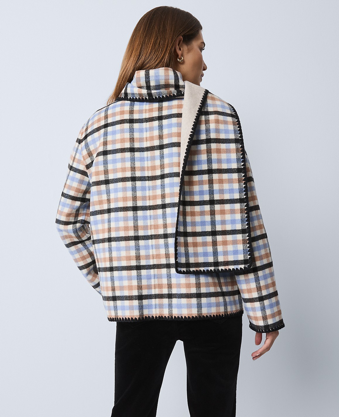 Petite Weekend Plaid Scarf Coat
