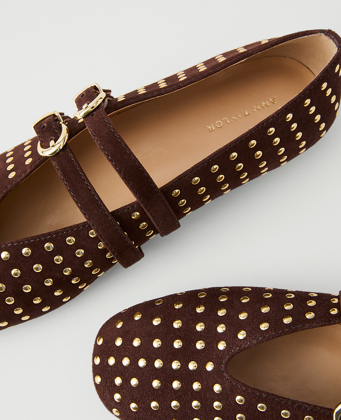 Buckled Suede Studded Ballet Flat