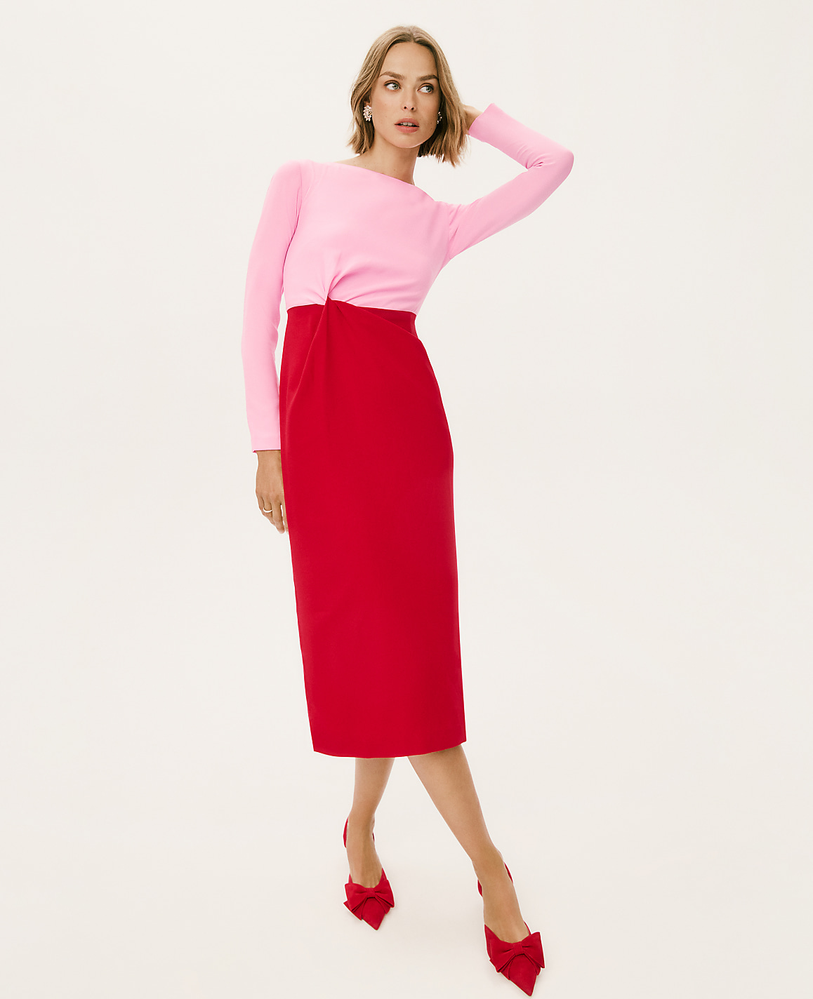 Colorblock Twist Midi Dress