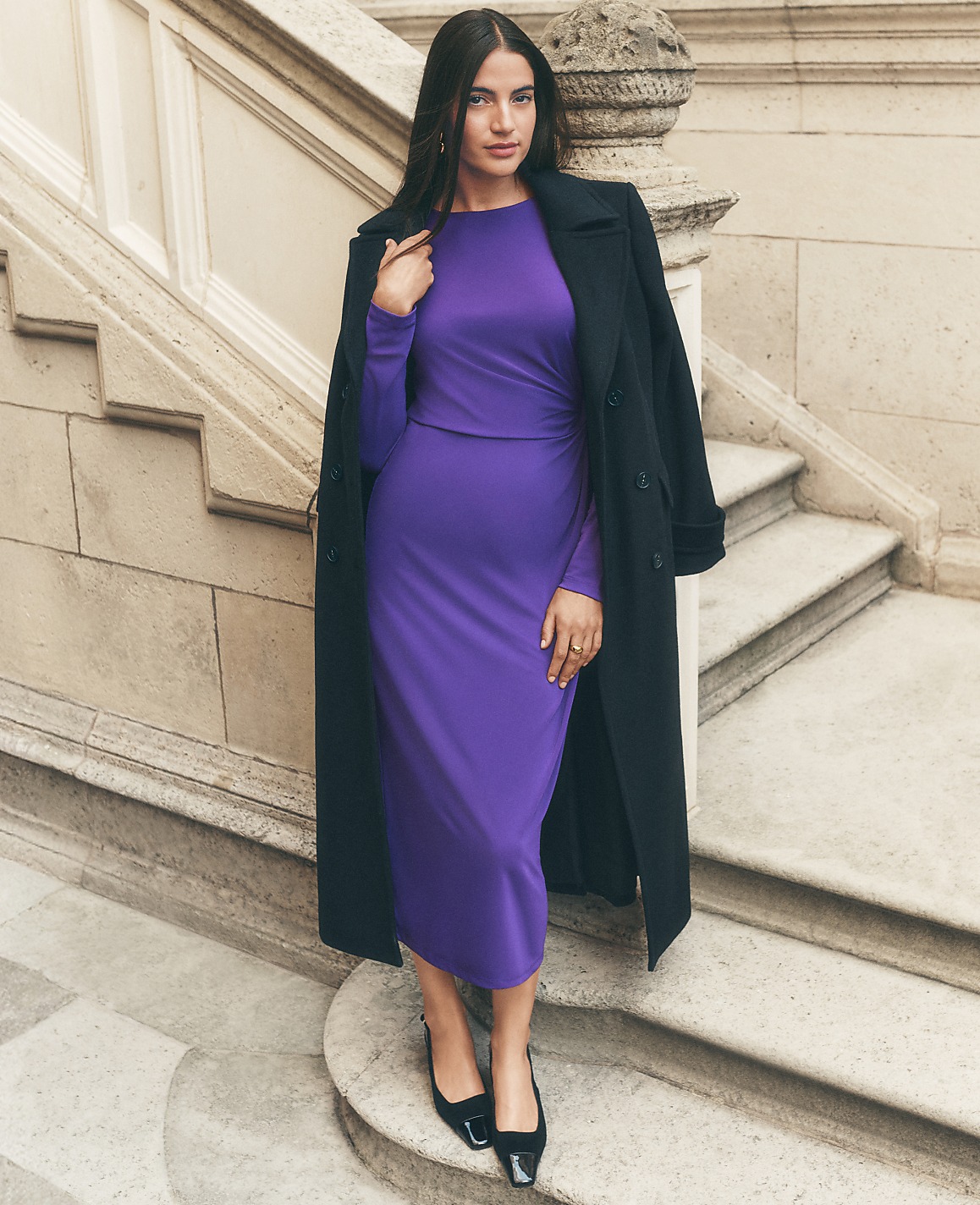Fitted Double Breasted Long Coat