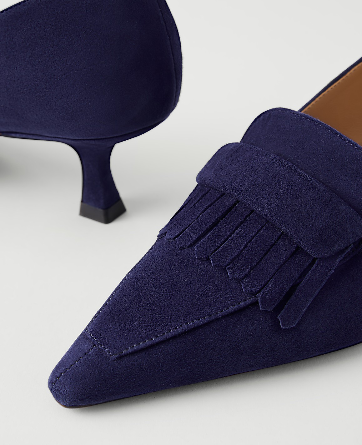 Suede Tapered Heel Kiltie Pump