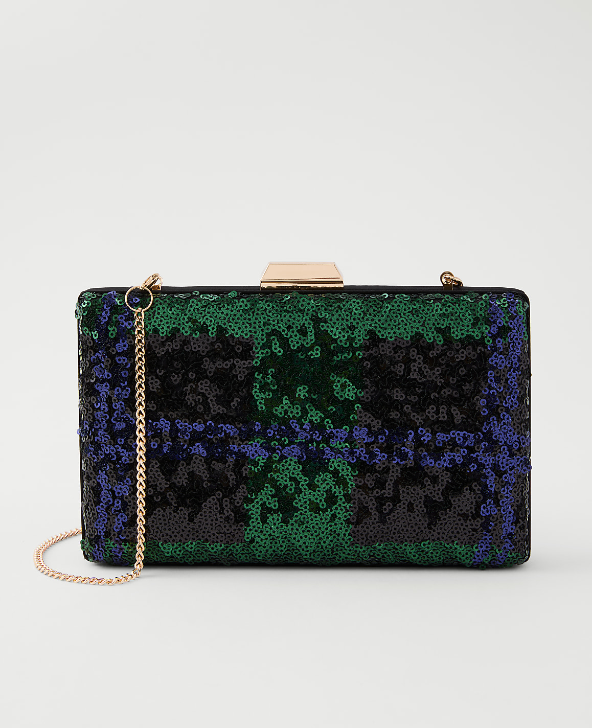 Sequin Tartan Hard Clutch