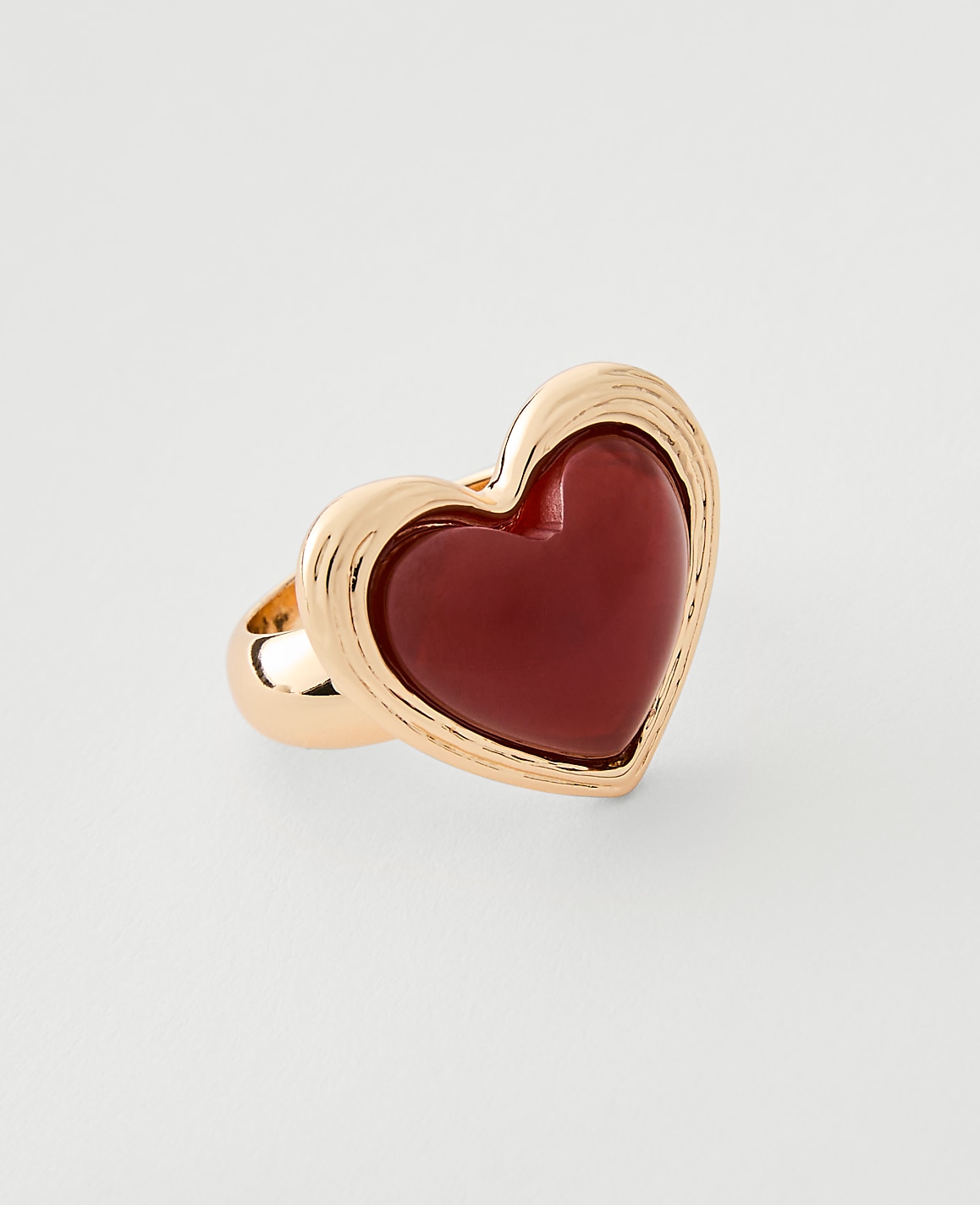 Metal Stone Heart Ring