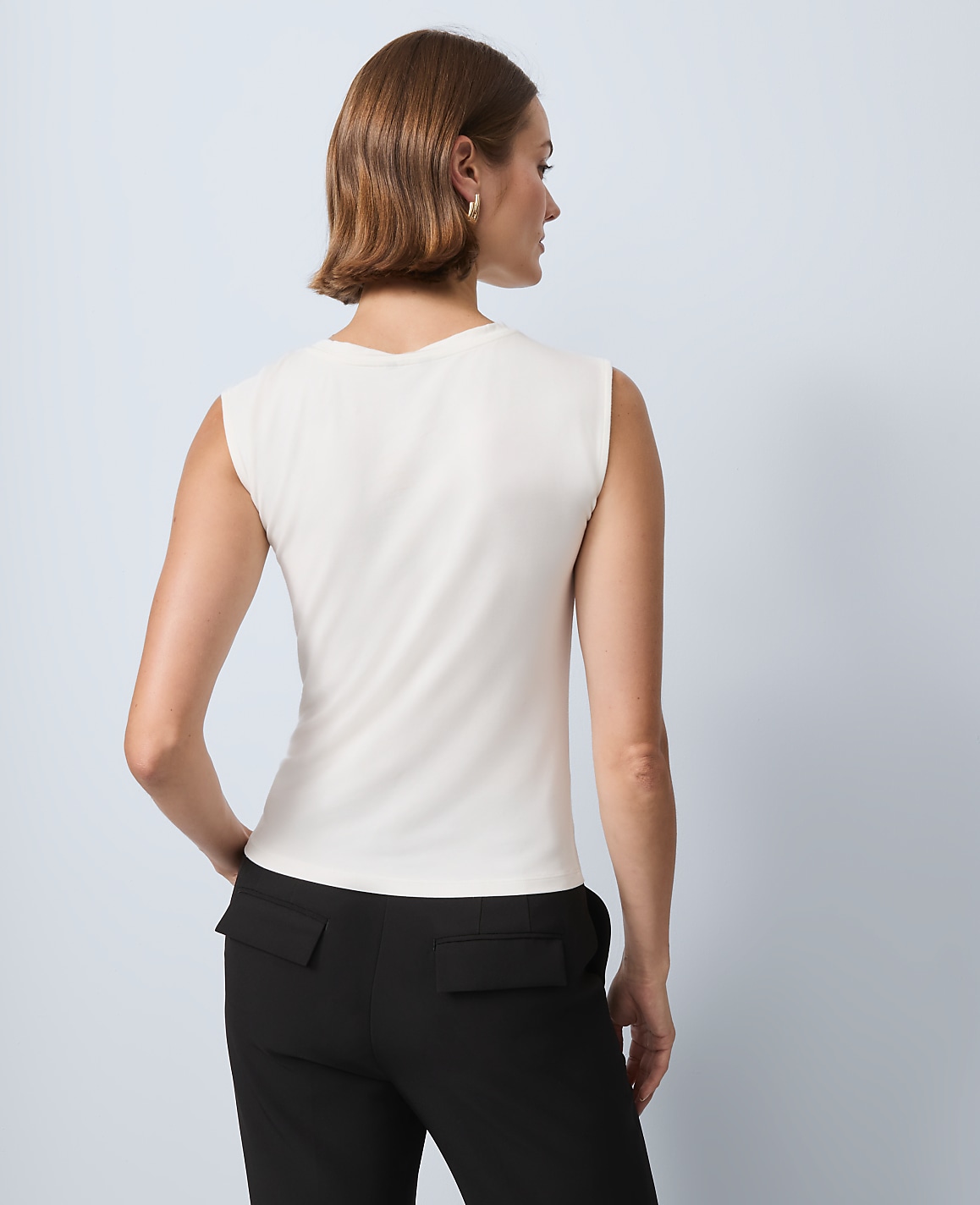 Petite Asymmetric Twist Shoulder Top