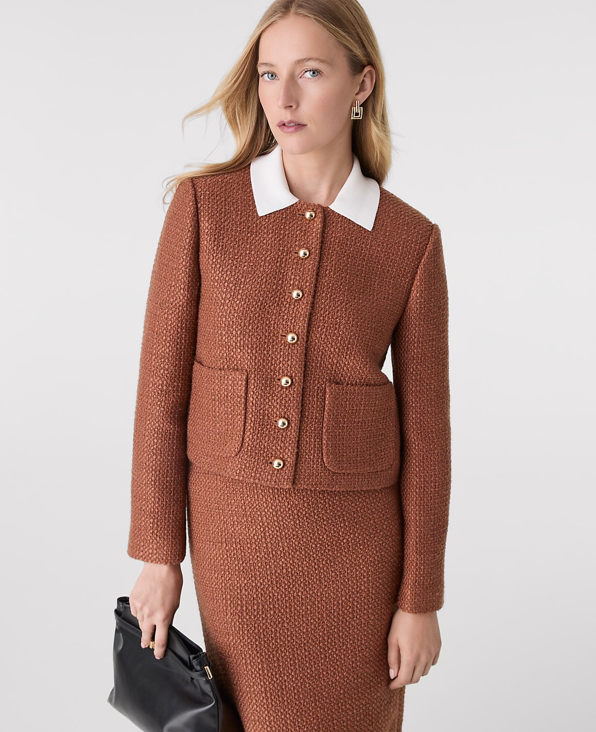 The Petite Crew Neck Jacket in Tweed