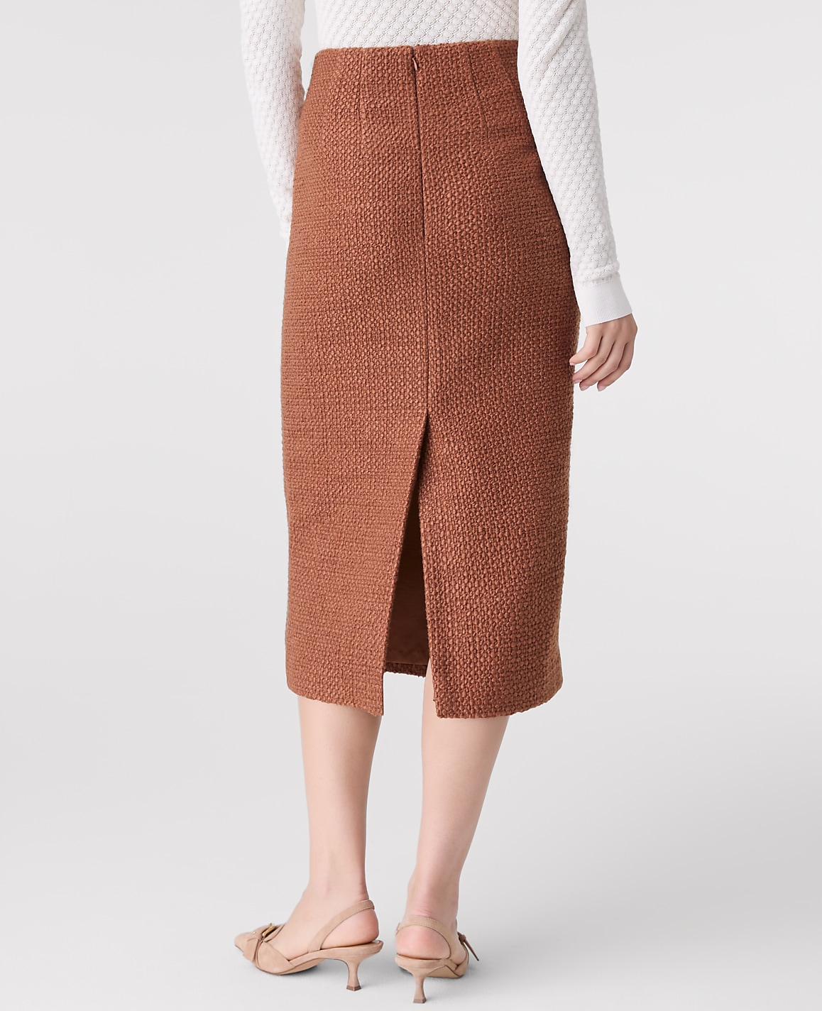 The Column Midi Skirt in Tweed