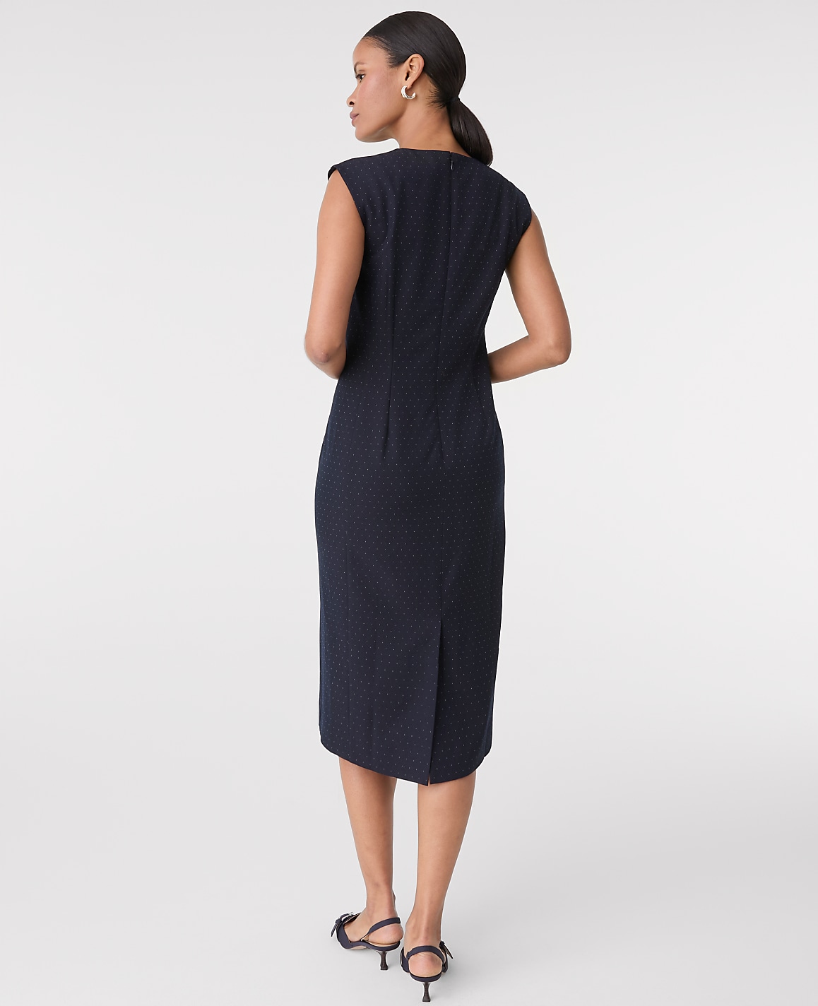 The Petite Dotted Crew Neck Sheath Dress